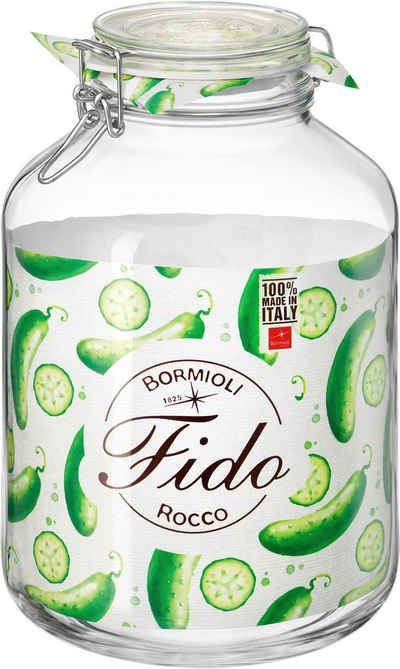 Bormioli Rocco Vorratsglas Fido, Glas, (1-tlg., 1 x 5,0l Fassungsvermögen), luftdicht verschließbar, mit Bügelverschluß