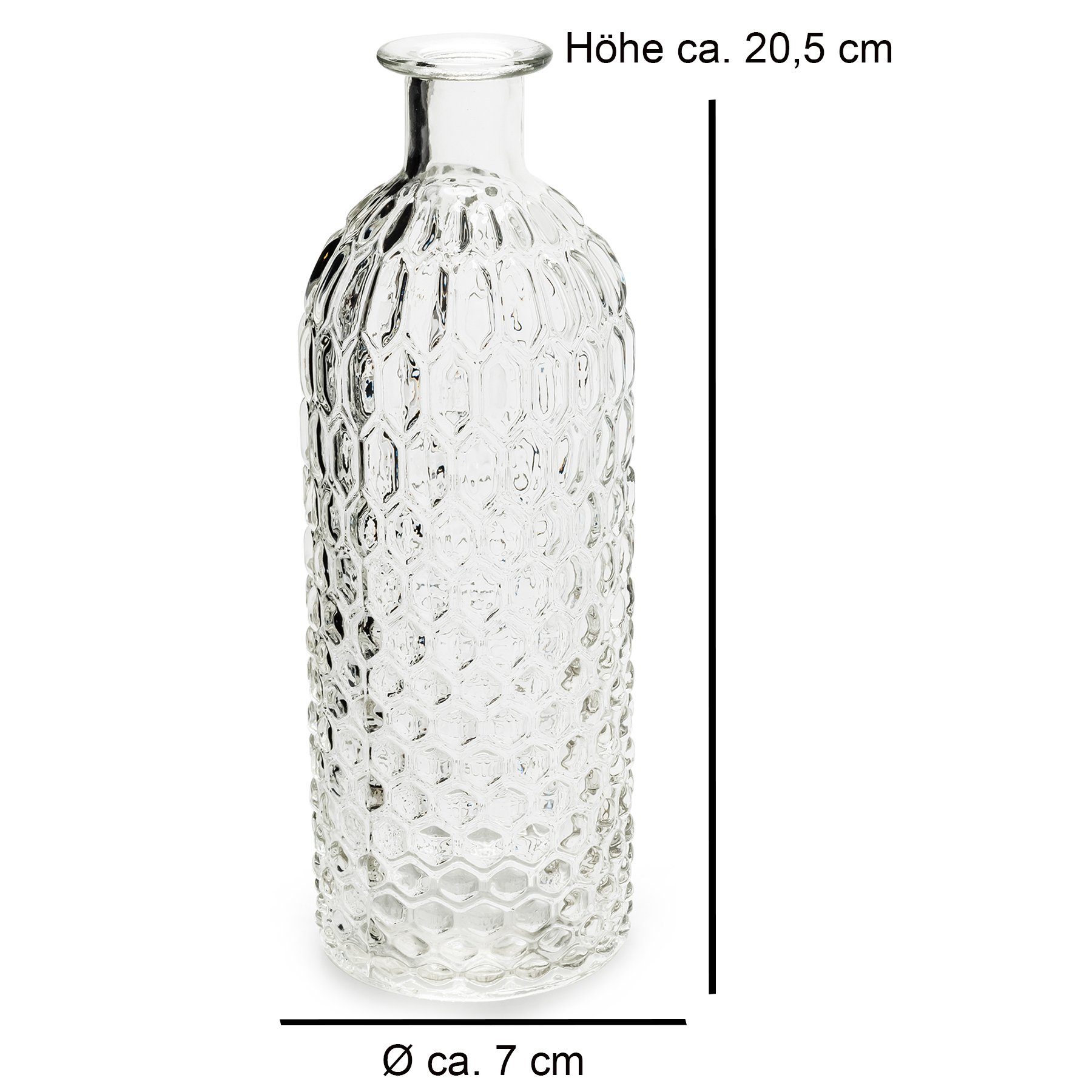 Annastore Dekovase im Deko-Flaschen Vintage-Look, 12 x Glasflaschen Deko Flaschen aus Vasen Glas Glasvasen Vasen Blumenvasen
