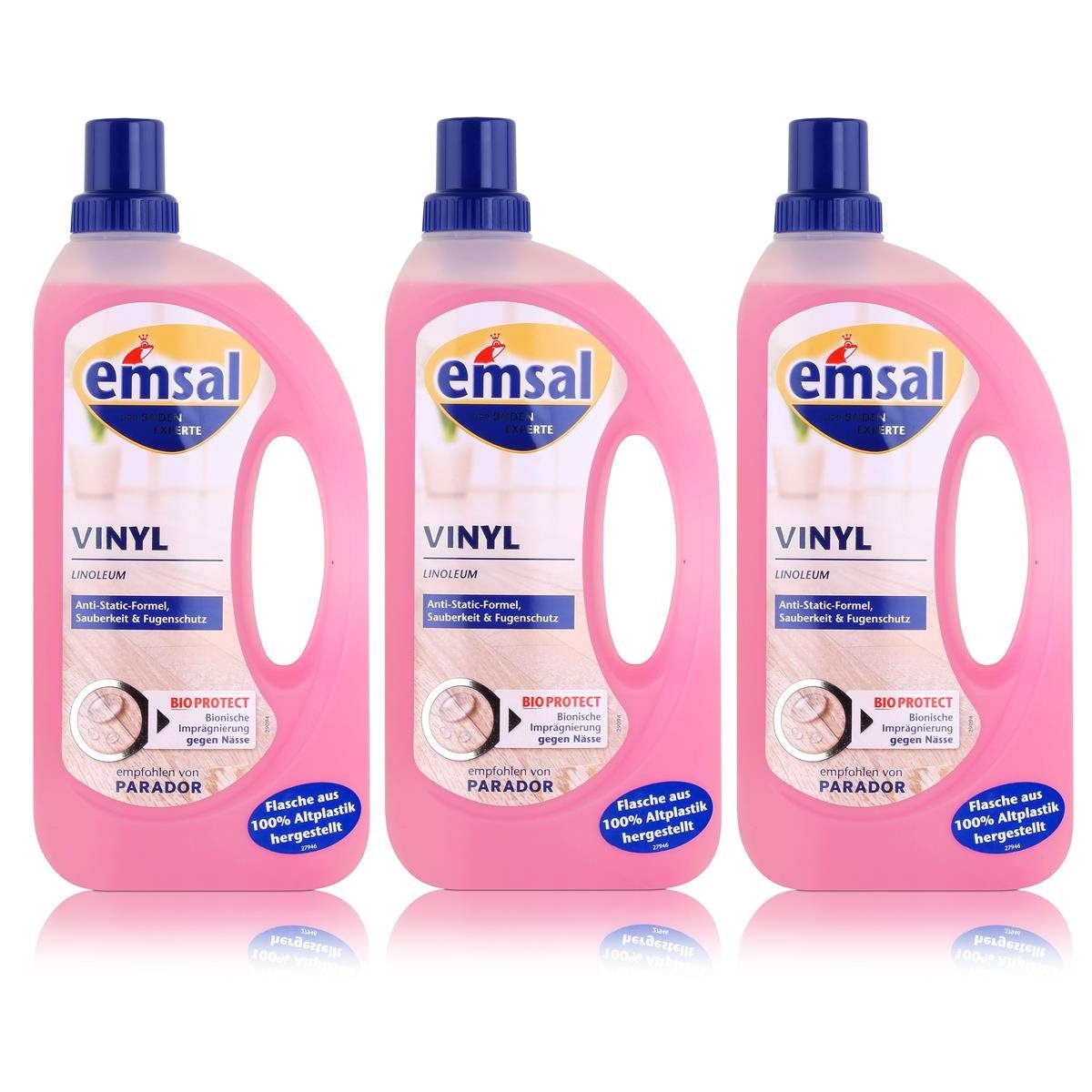 emsal emsal Bodenreiniger für Vinyl Linoleum 1L mit Anti-Static-Formel (3er Fussbodenreiniger