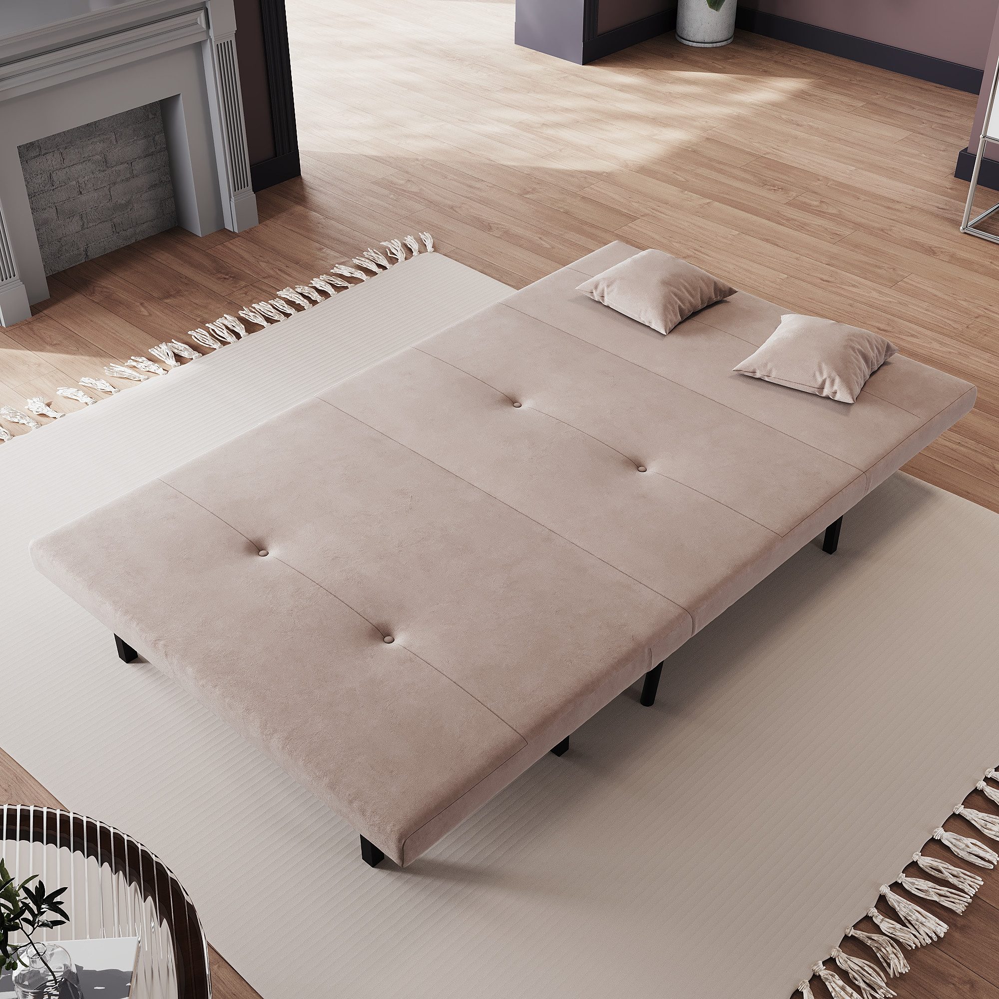 SONNI Schlafsofa Klappbares Sofabett 2 Kissen, Schlaffunktion Baby-Samt, 12 günstig online kaufen