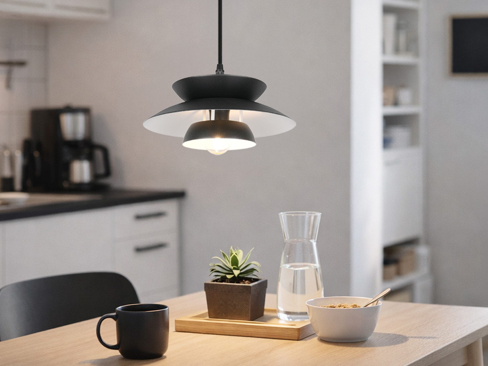 Reality Leuchten LED Pendelleuchte skandinavisch mit Metallschirm Ø 25cm, Dimmfunktion, LED wechselbar, Warmweiß, einflammig, Nordic Esstisch-Lampe hängend klein, inkl. Leuchtmittel
