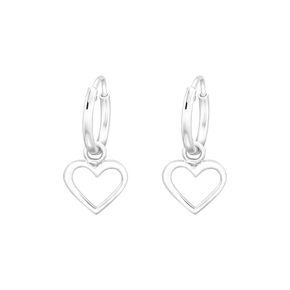 Order & Smile Schmuck Paar Ohrhänger Kinder Creolen echt Silber 925: Herz Ohrringe