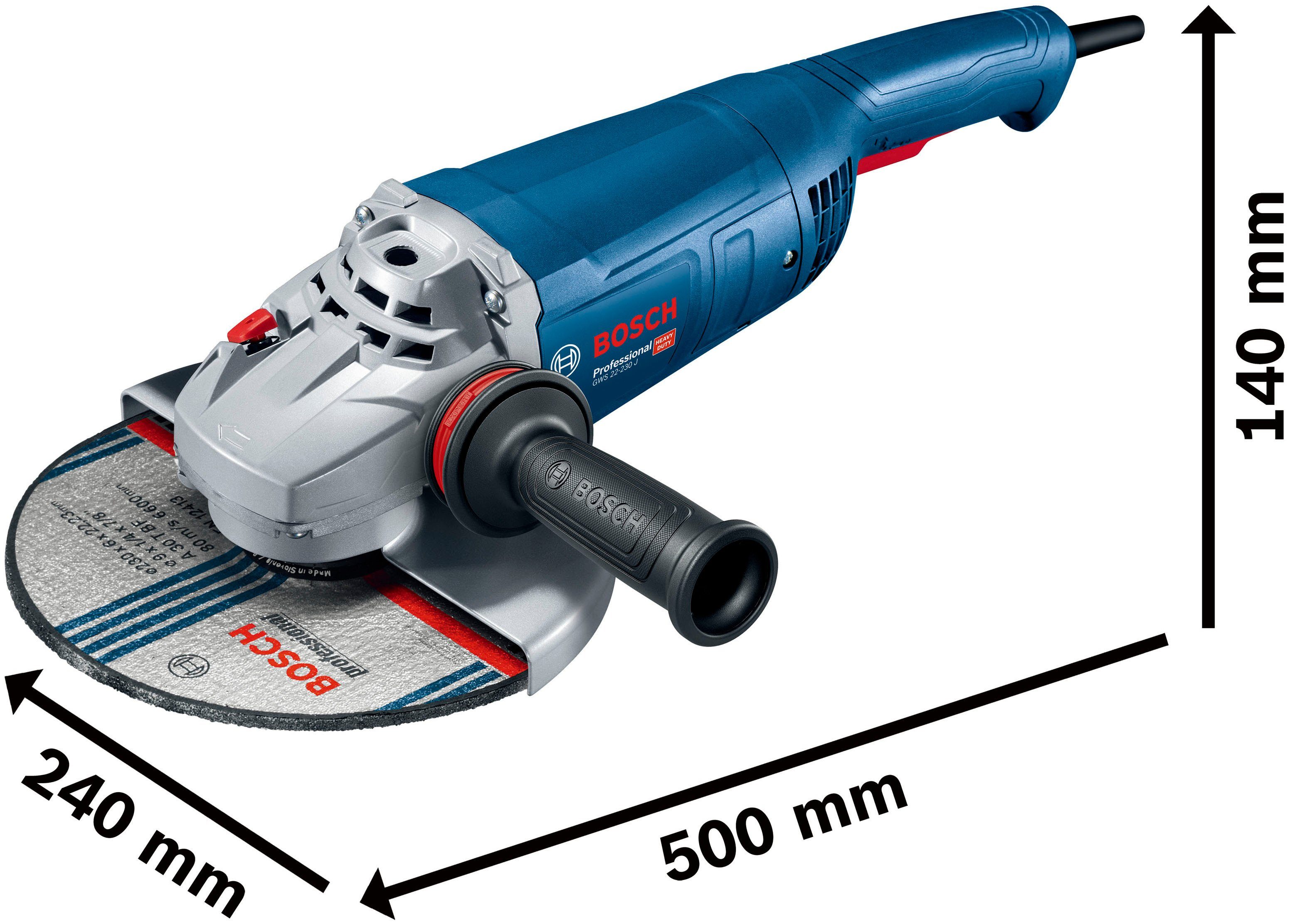 Bosch Professional Winkelschleifer GWS J, max. U/min 22-230 8500