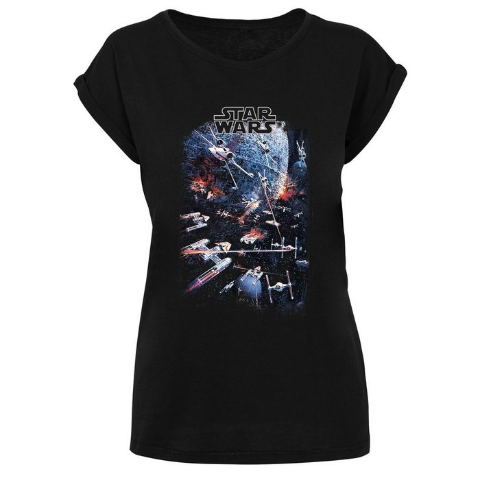F4NT4STIC T-Shirt Extended Shoulder T Shirt 'Star Wars Galaxy Space Fight Classic' Damen Premium Merch Regular-Fit Kurze Ärmel Bedruckt