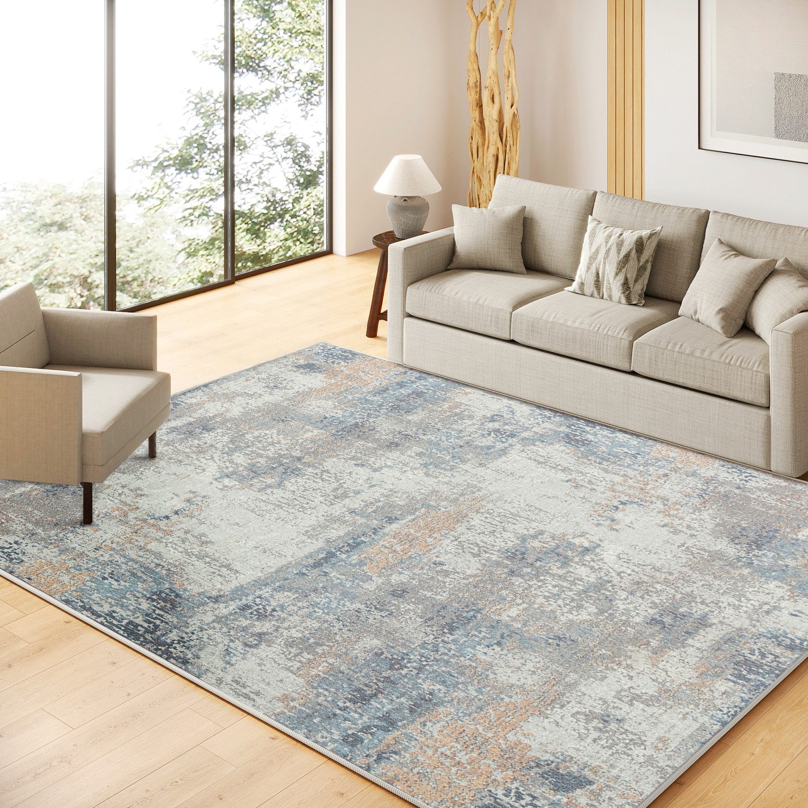 PURECOZY Teppich Moderner Abstrakter Stil, Kurzflor & Weich, Waschbar & Pflegeleicht, Rechteckig, Höhe: 6.1 mm, Geeignet für verschiedene Innenräume, 60 x 90 cm