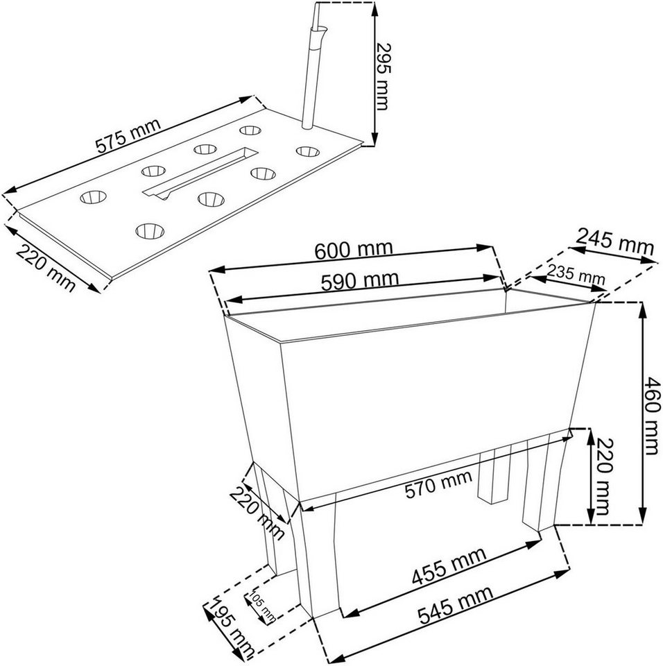 Prosperplast Pflanzkübel Rato case high, BxTxH: 60x25x46 cm, Funktionale  und ästhetische Ergänzung für Terrassen und Restaurantgärten