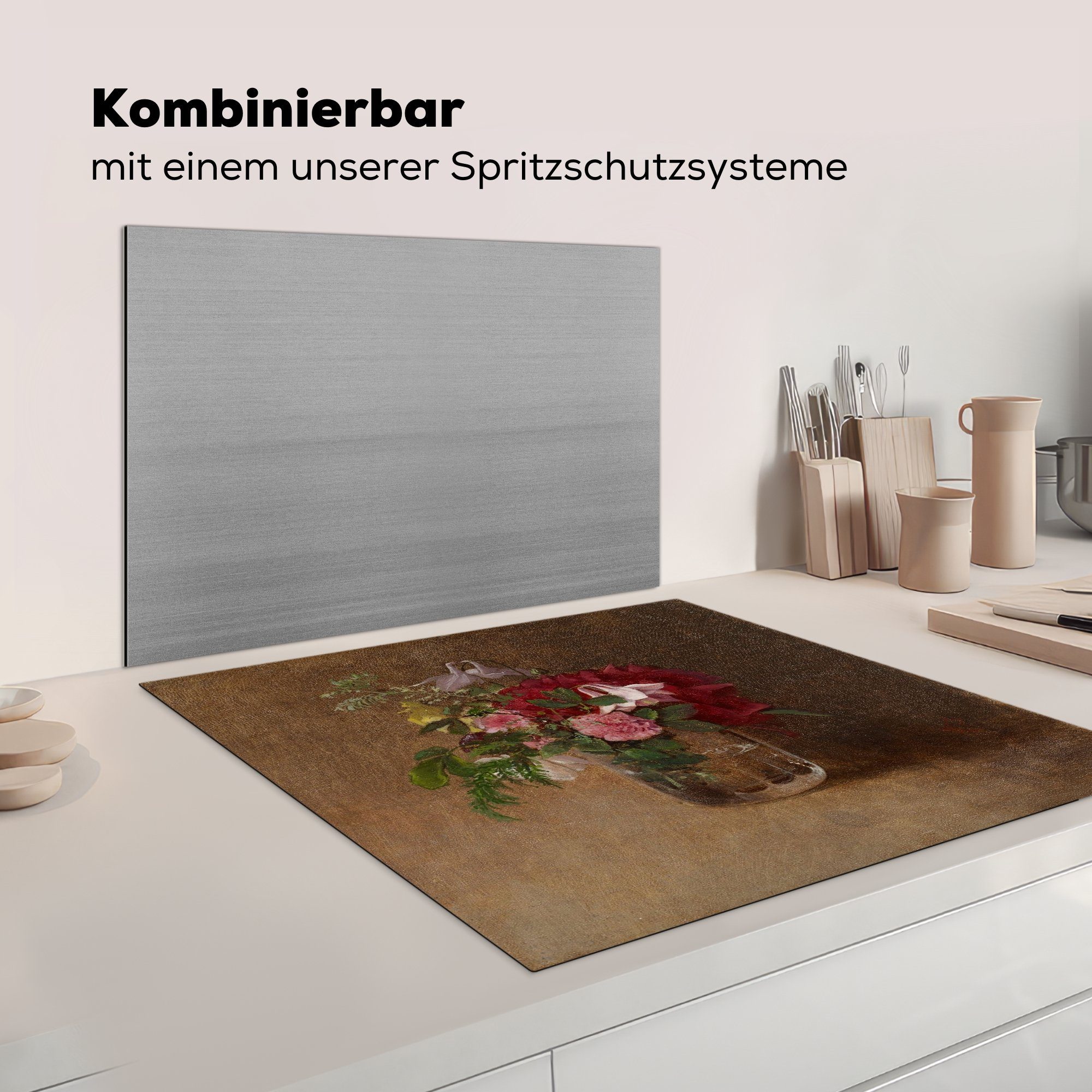 - Herdblende-/Abdeckplatte in 78x78 küche Arbeitsplatte Edelfelt, Albert von Glas cm, einem Vinyl, Ceranfeldabdeckung, tlg), MuchoWow für Blumen Gemälde (1