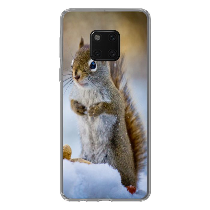 MuchoWow Handyhülle Eichhörnchen - Nüsse - Schnee - Winter - Nagetiere - Jahreszeiten Handyhülle Huawei Mate 20 Pro Handy Case Silikon Bumper Case
