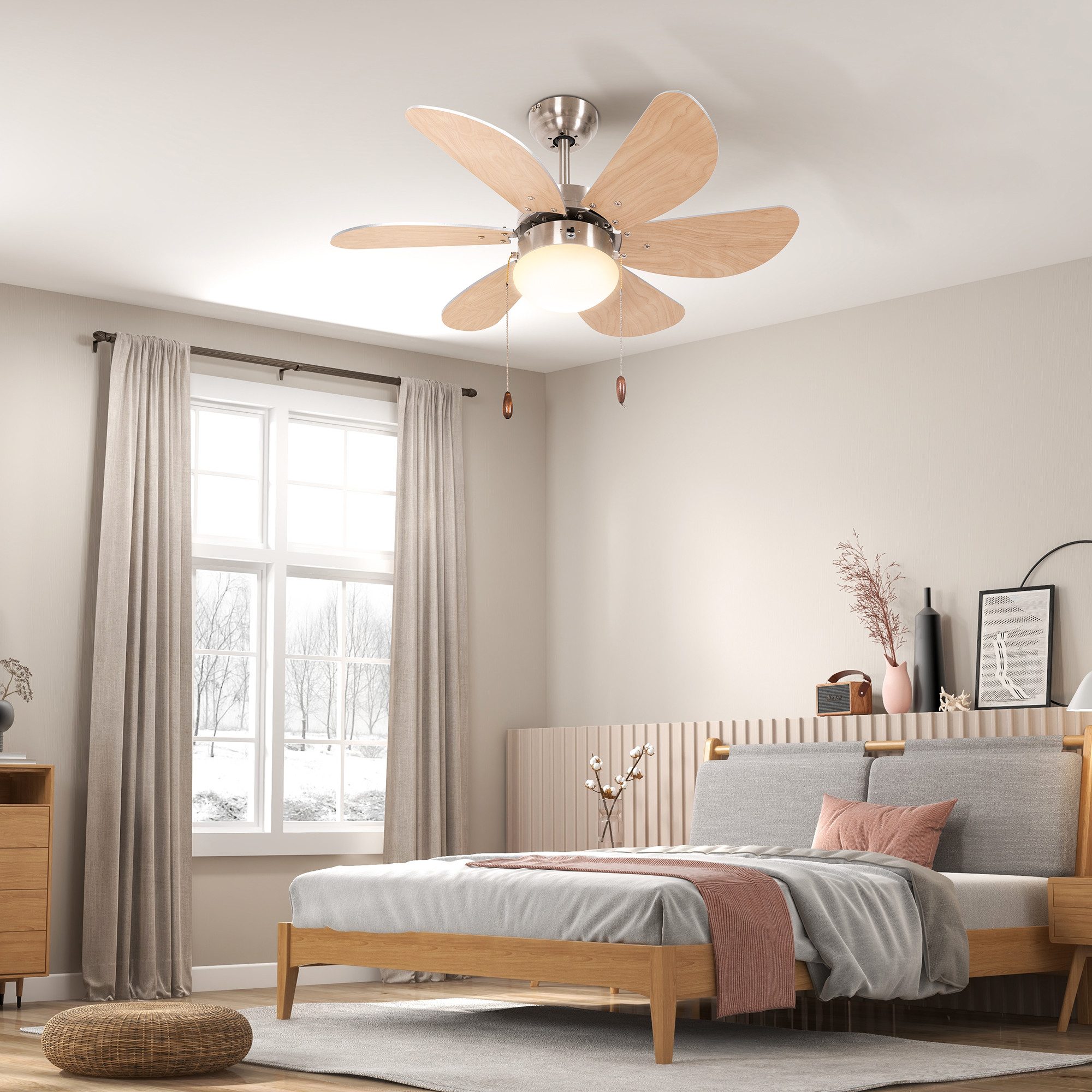 HOMCOM Deckenventilator Licht mit 6 umkehrbaren günstig online kaufen