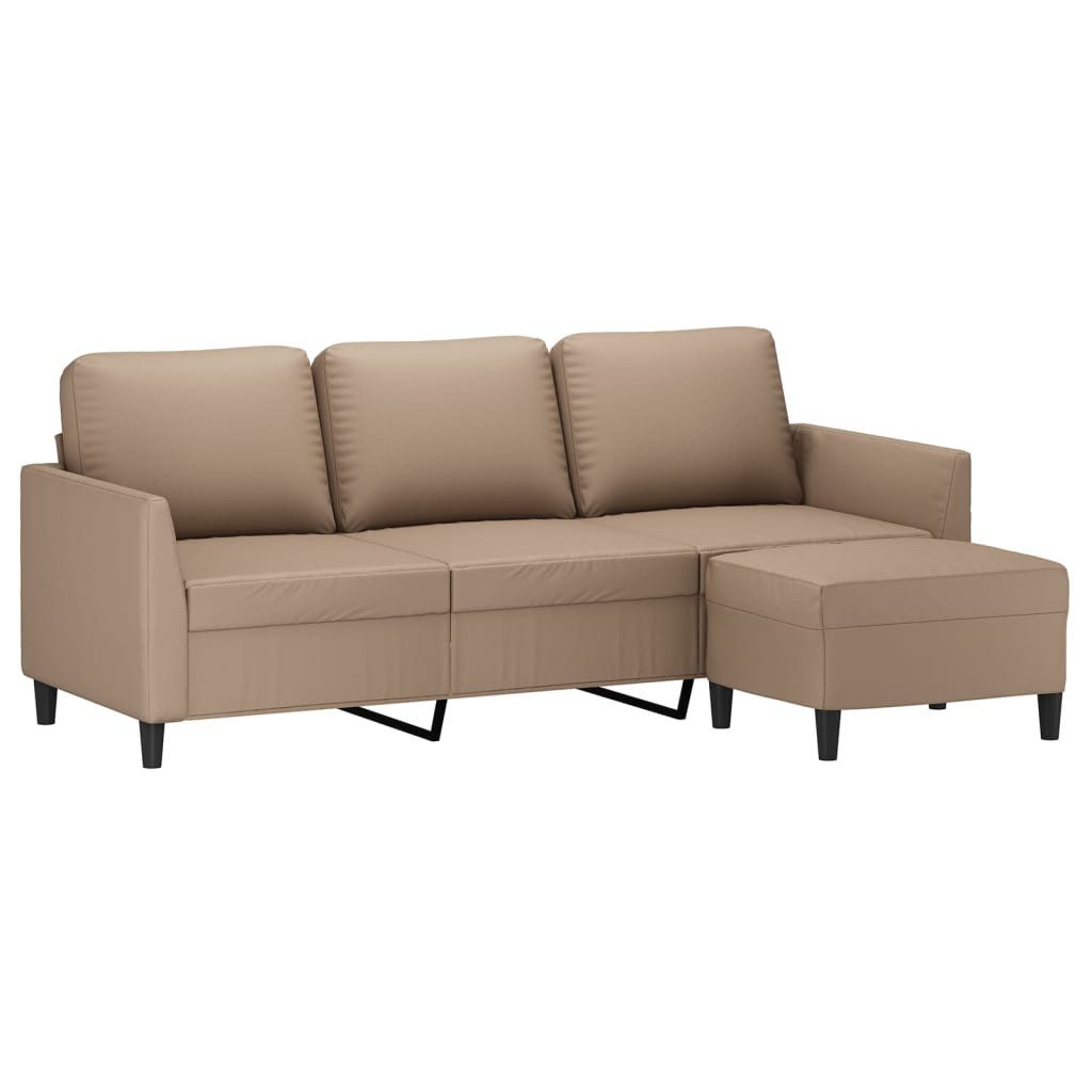 vidaXL Sofa 3-Sitzer-Sofa mit Hocker Cappuccino-Braun günstig online kaufen
