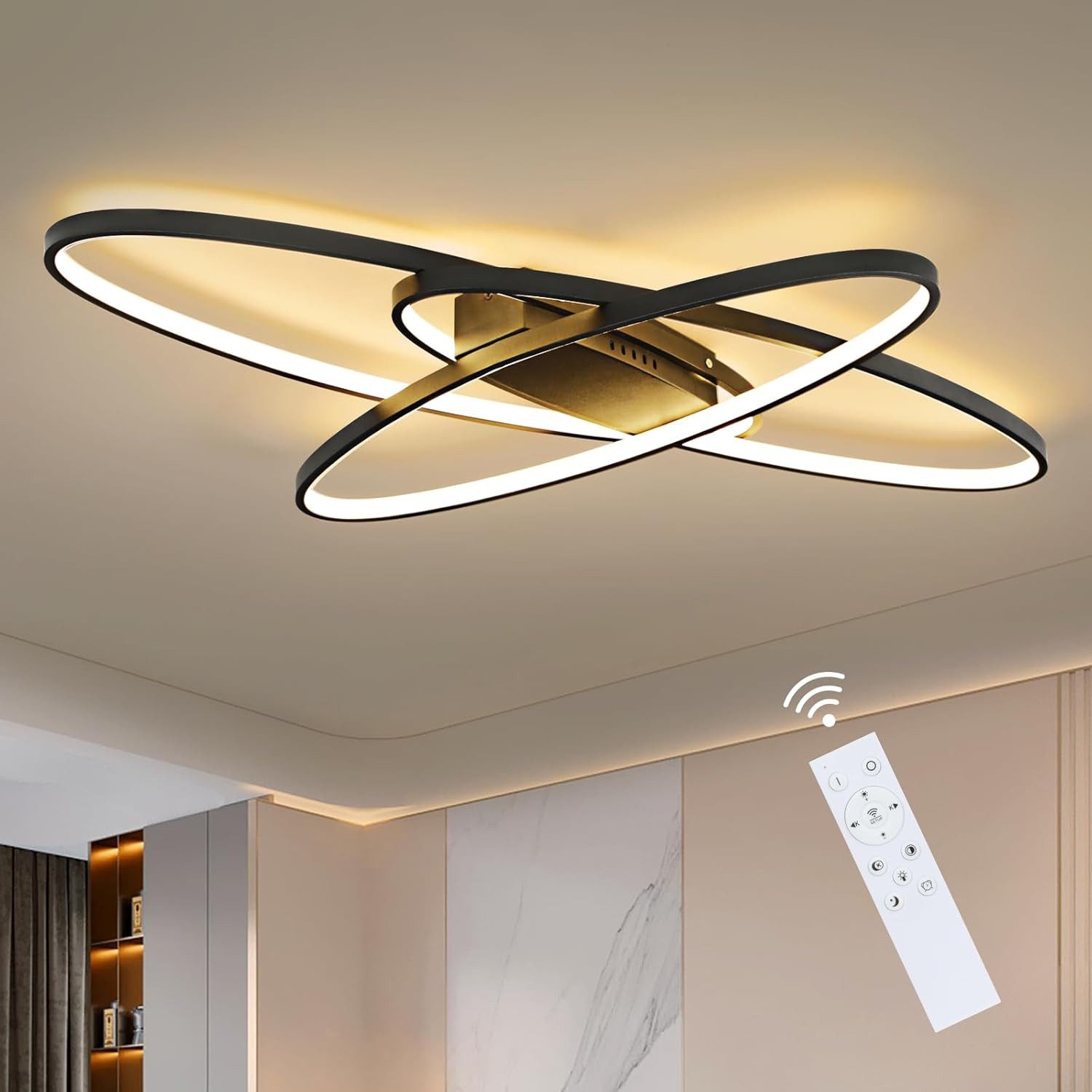 ZMH LED Deckenleuchte Dimmbar Deckenlampe Modern Weiß/Schwarz Wohnzimmerlam günstig online kaufen