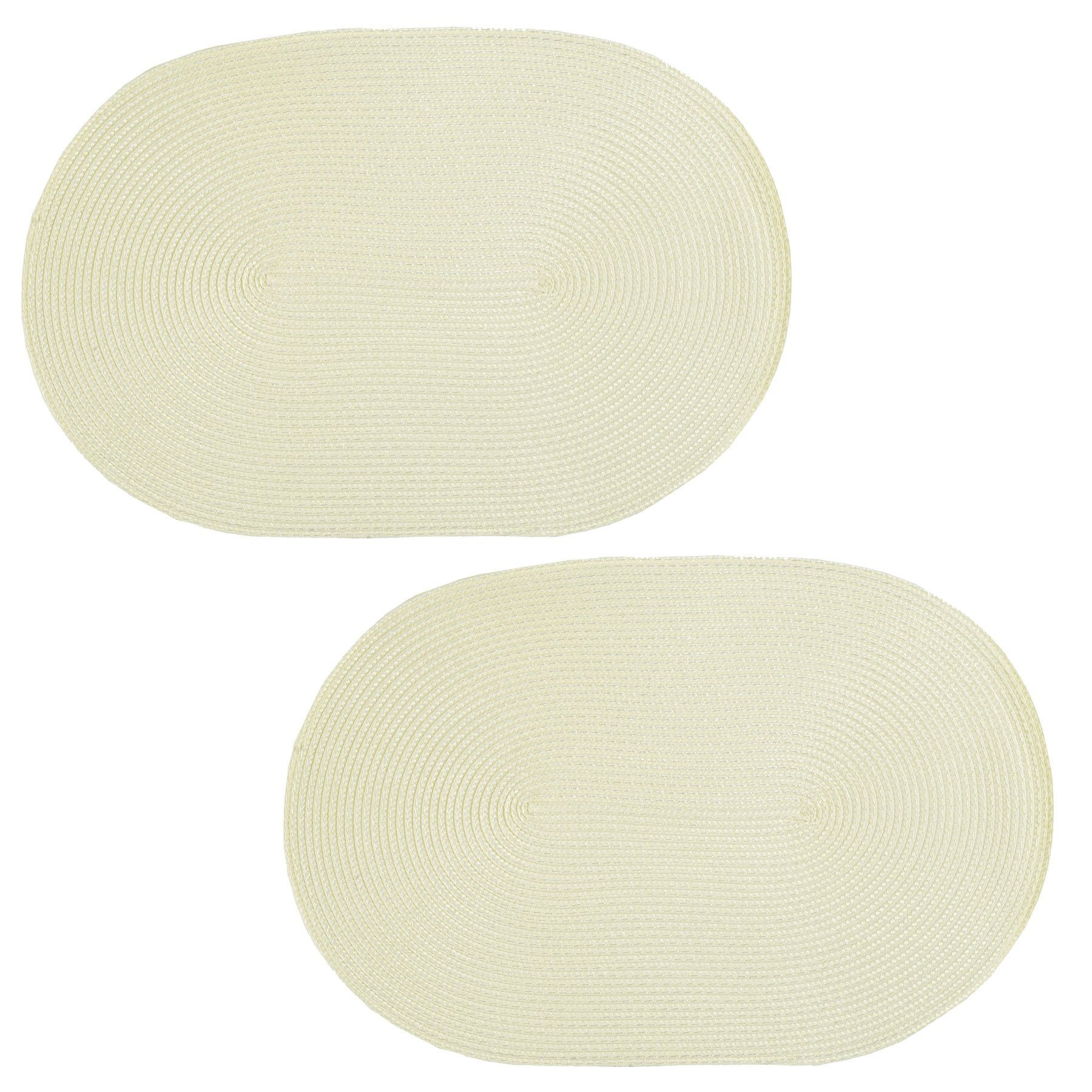 Platzset, Platzset 2er Set oval ca. 45x30 cm Platzdeckchen Tischset geflochtene, Haus und Deko, (2-St) Ecru