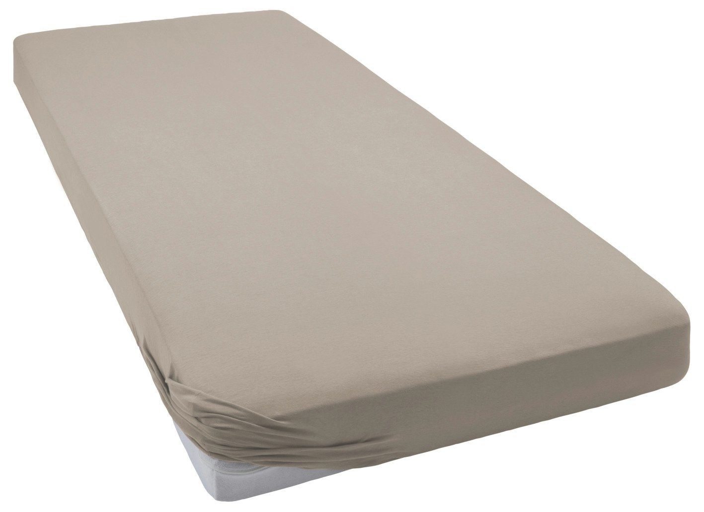 Jersey-Elasthan, für und (1 Boxspringbetten Wasserbetten Stück), deluxe, rundum, taupe Jersey-Elasthan Spannbettlaken bellana, Gummizug: Standardmatratzen,