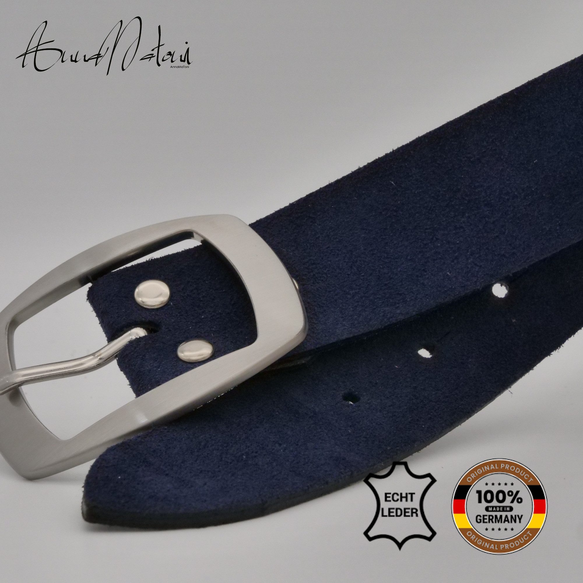 AnnaMatoni Ledergürtel AnnaMatoni Damen Ledergürtel in hochwertigem Velour Leder 4cm