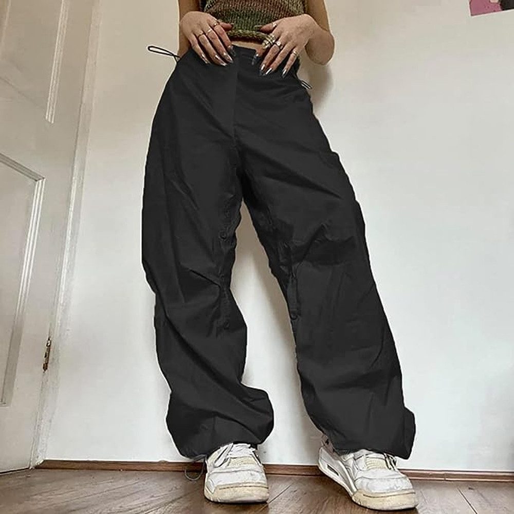 FIDDY Jeanshotpants Cargohose Damen Baggy High Waist Vintage Track Pants  Hip Jogginghose