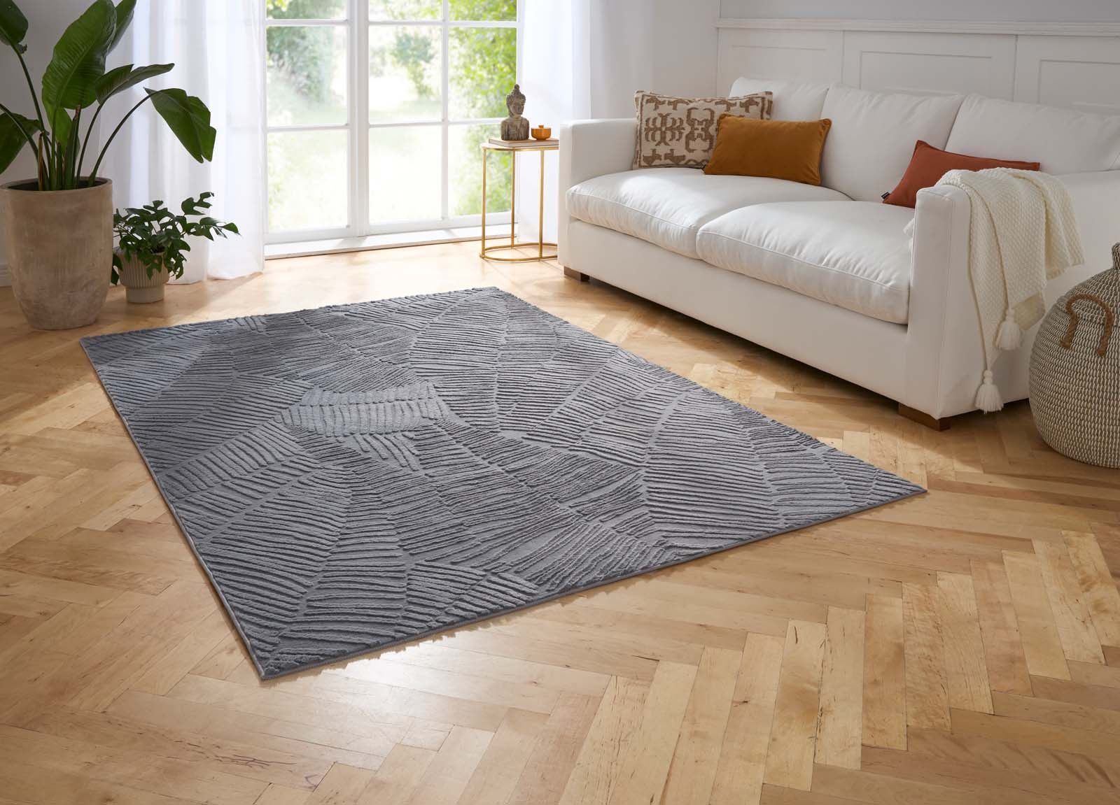 TaraCarpet Teppich Taipe-Pianta Hasenfell extra weich Hoch-Tief-Struktur, r günstig online kaufen