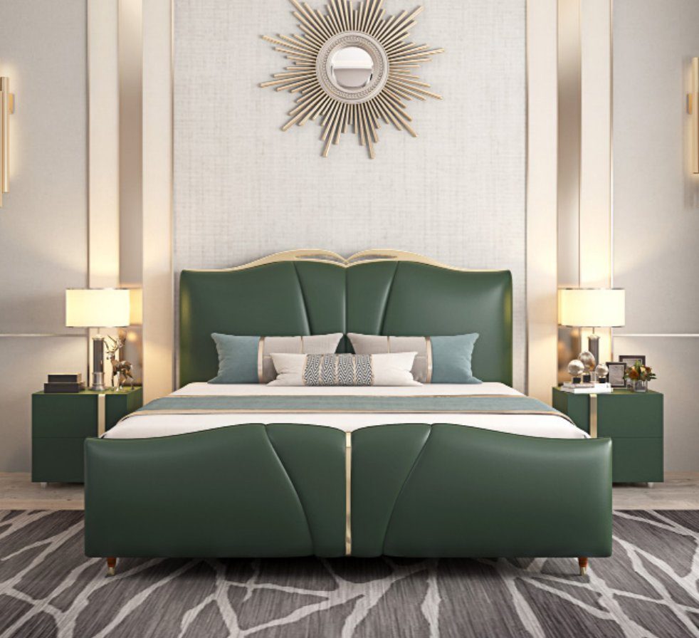 JVmoebel Bett, Luxus Hotel Polster Textil Schlafzimmer Bett Designer Betten Leder