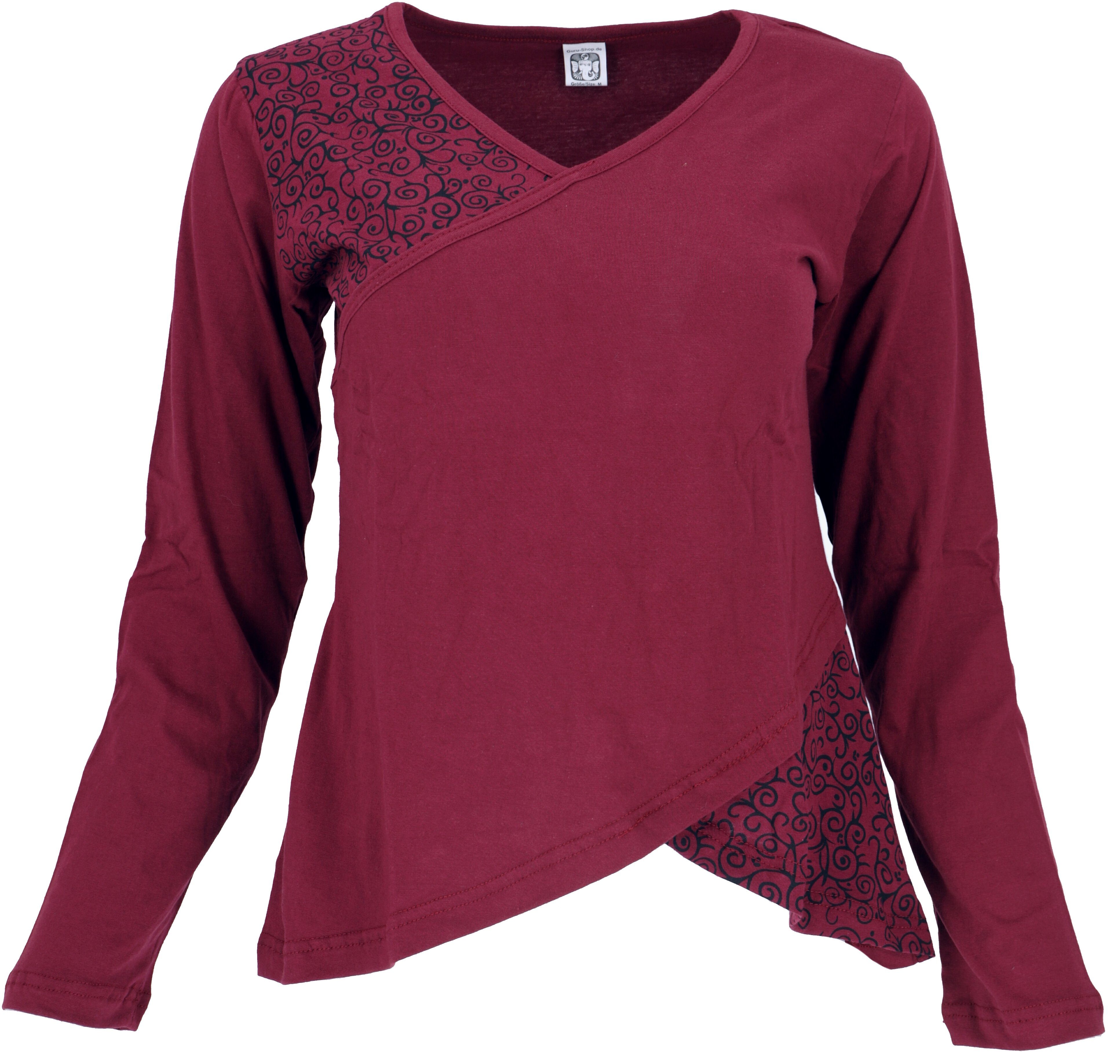 Guru-Shop Longsleeve Langarmshirt Boho-chic - weinrot günstig online kaufen
