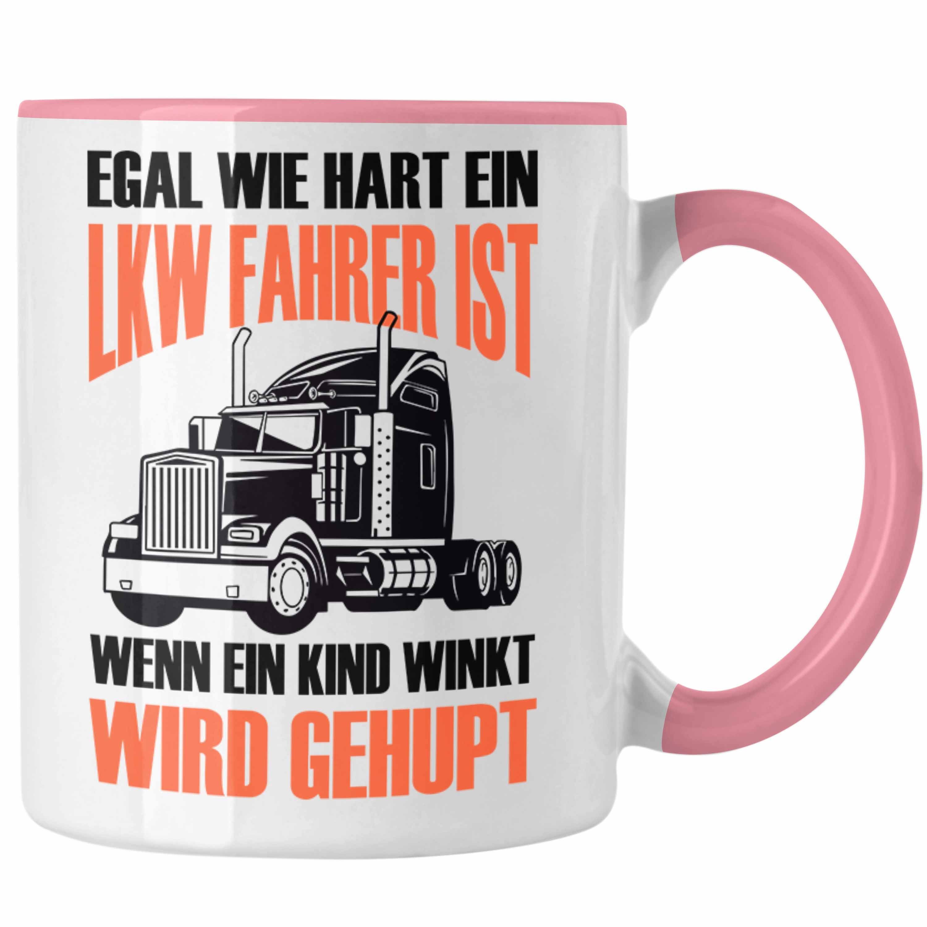 Trendation Tasse Lustige LKW-Fahrer Tasse Geschenk für Truckliebhaber Wenn Ein Kind WI Rosa