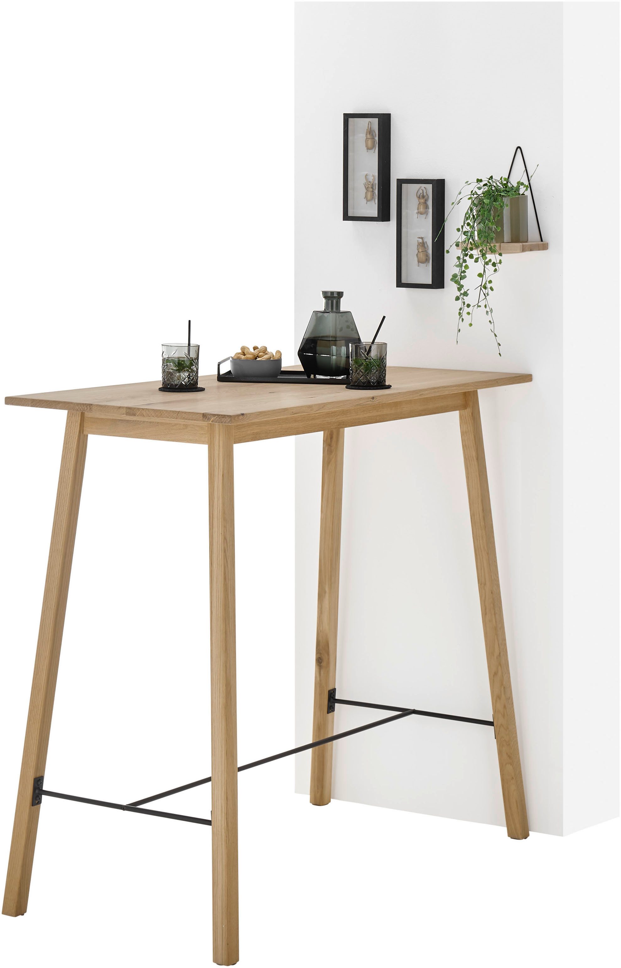 Stolkom Sp.z.o.o. Bartisch Jules Eiche Massivholz geölt, Hochtisch BxHxT 120x104x60 cm, Skandi Look Eiche Massivholz geölt durchgehende Lamelle