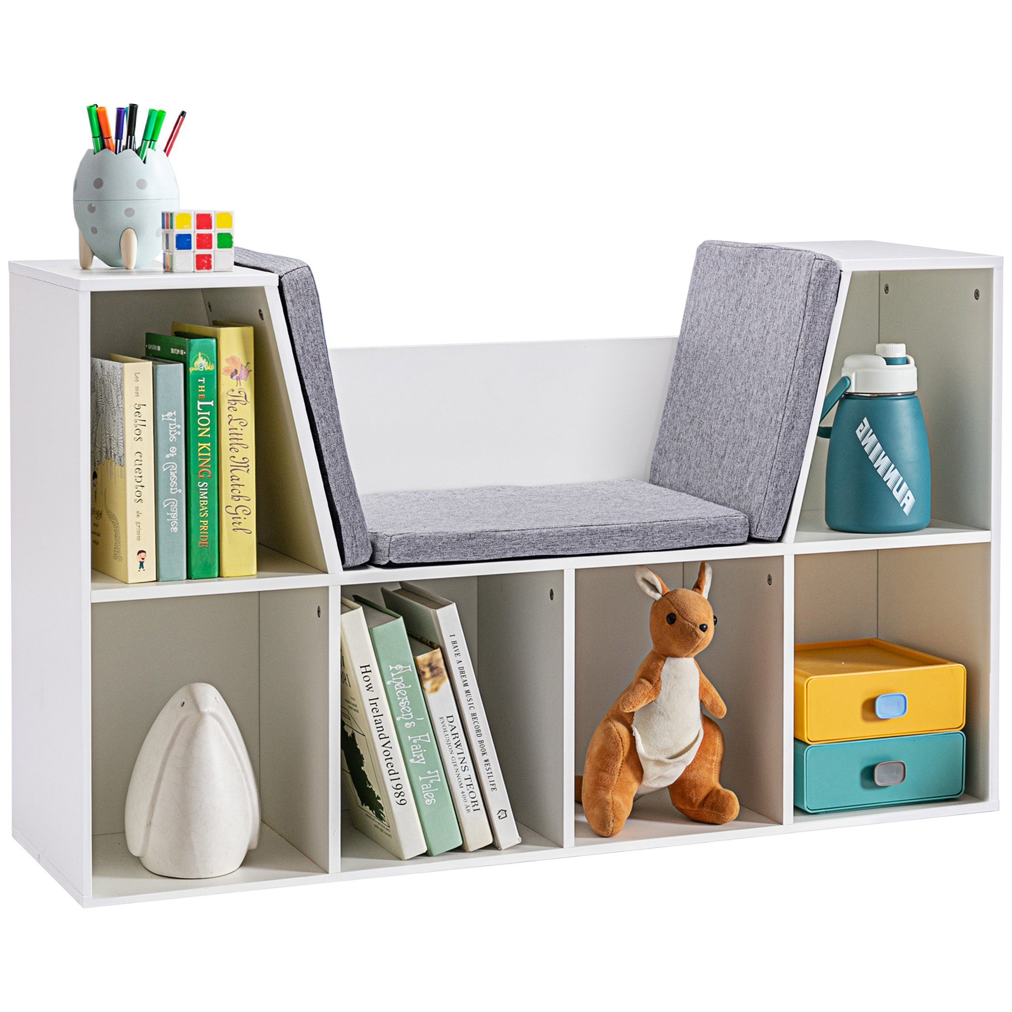 HOMCOM Kinderregal, Bücherregal mit Sitzhocker 1-tlg., günstig online kaufen