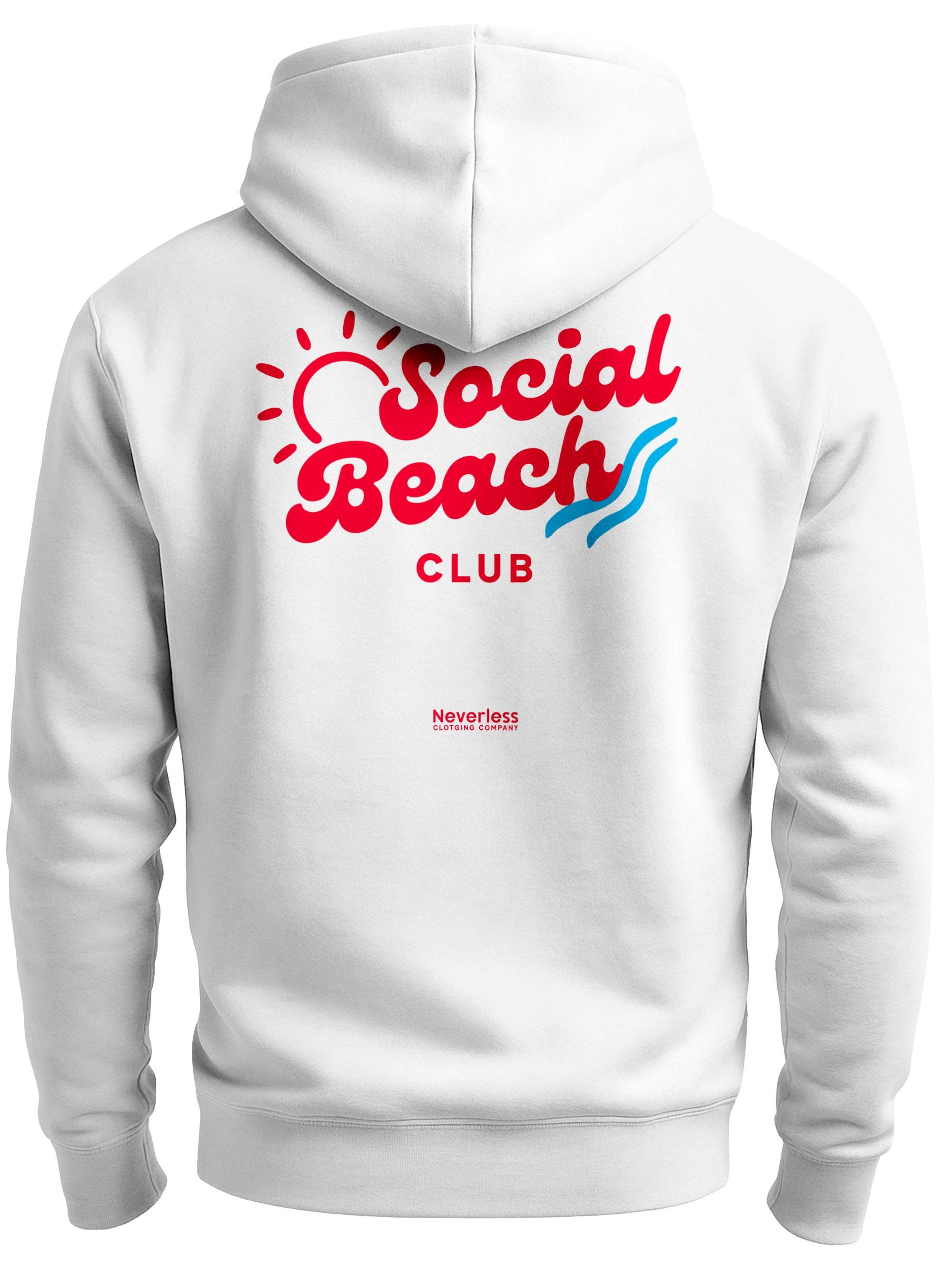 Sweatjacke Herren Sweatjacke Backprint Social Beach Club Zipjacke Zip-Hoodie