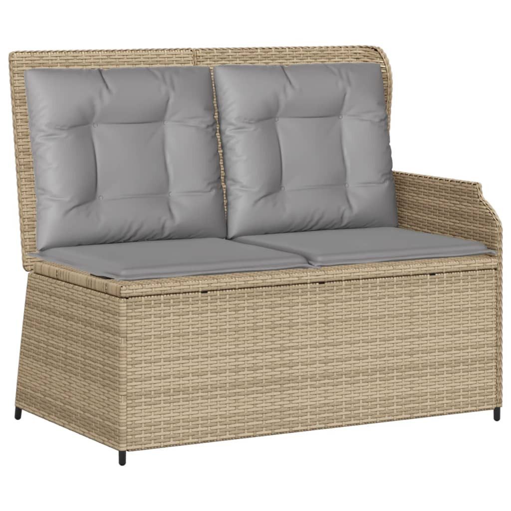 vidaXL Loungesofa Gartenbank Verstellbar mit Kissen Beige Poly Rattan, 1 Teile
