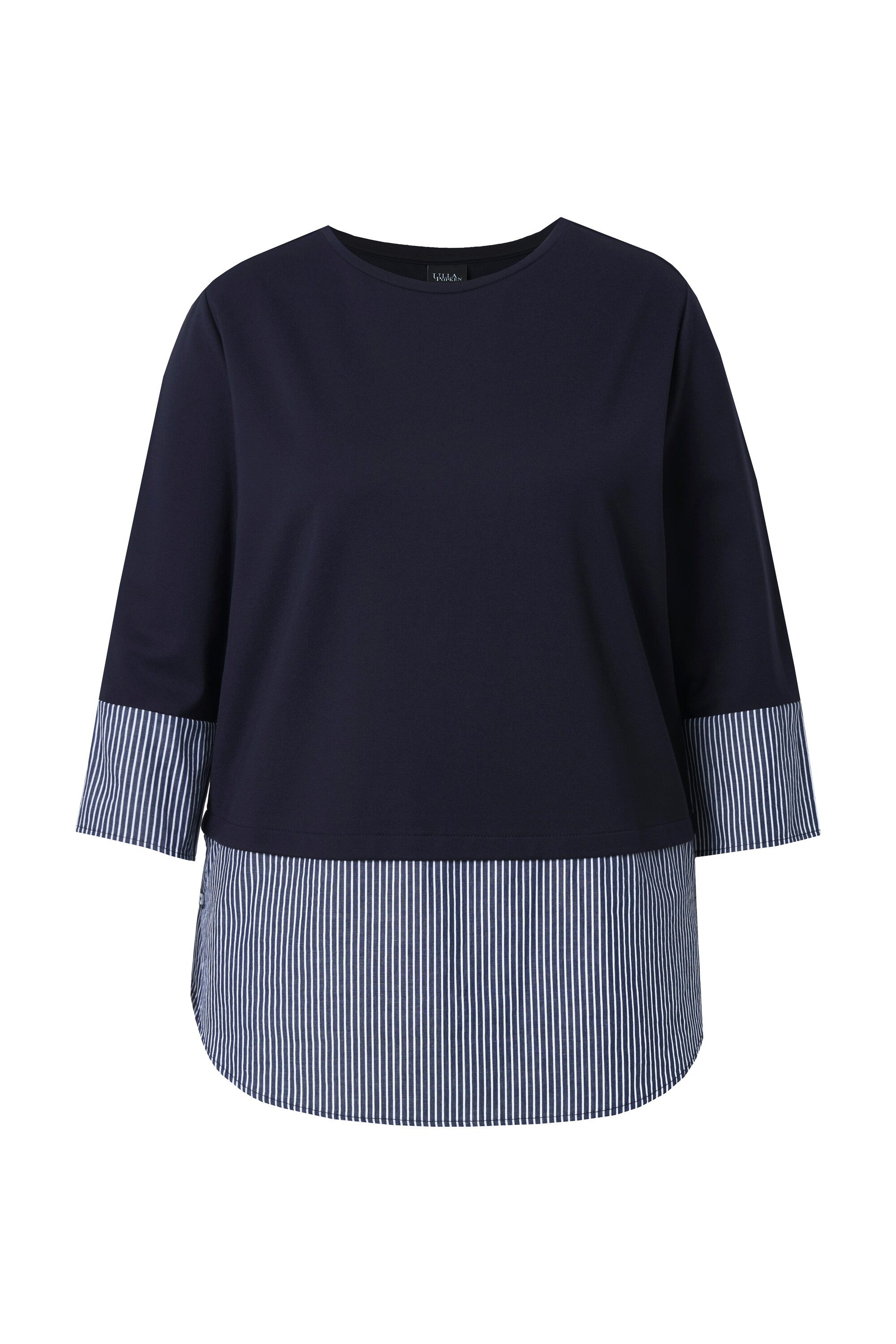 Ulla Popken Sweatshirt Sweatshirt Blusensaum Rundhals 3/4-Arm günstig online kaufen