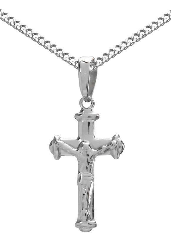 Kette mit Anhänger Schmuck Geschenk Silber 925 Halsschmuck Halskette Panzerkette Kreuz