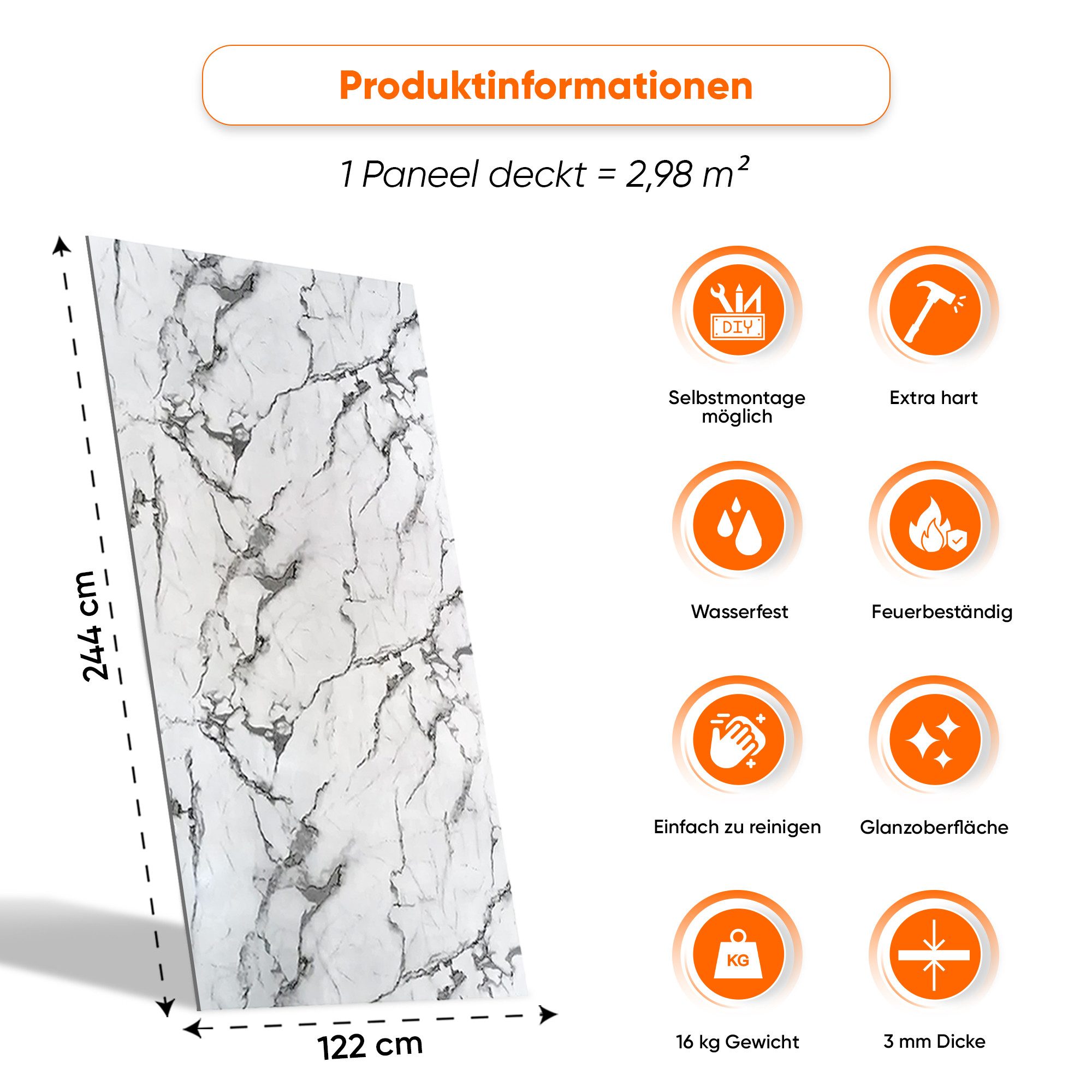 IZODEKOR 3D Wandpaneel IZODEKOR Deckenhohe 3D Marmor Wandpaneel günstig online kaufen