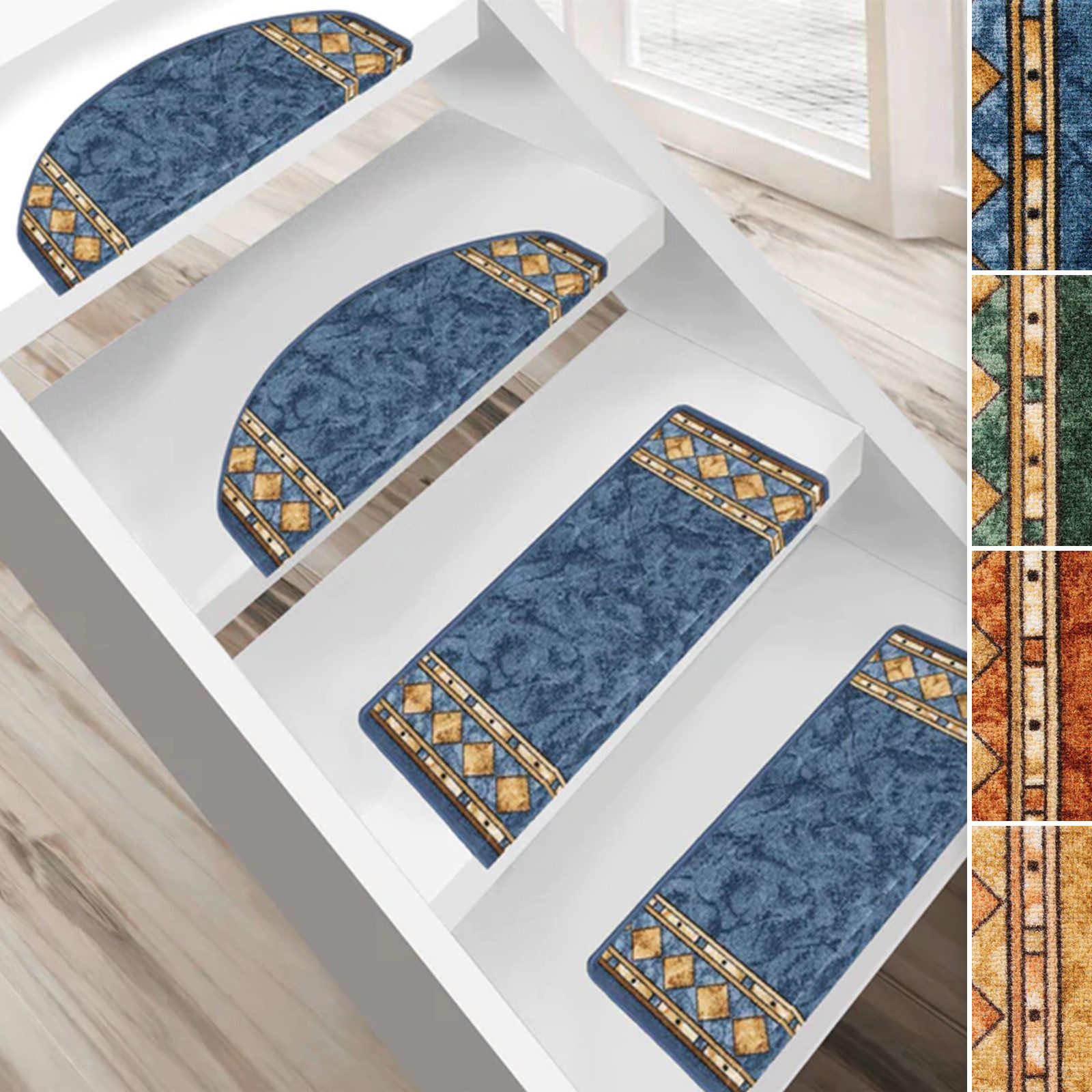 Floordirekt Stufenmatte Rügen, Erhältlich in vielen Farben & Größen, Treppenschutz, Halbrund, Höhe: 5 mm
