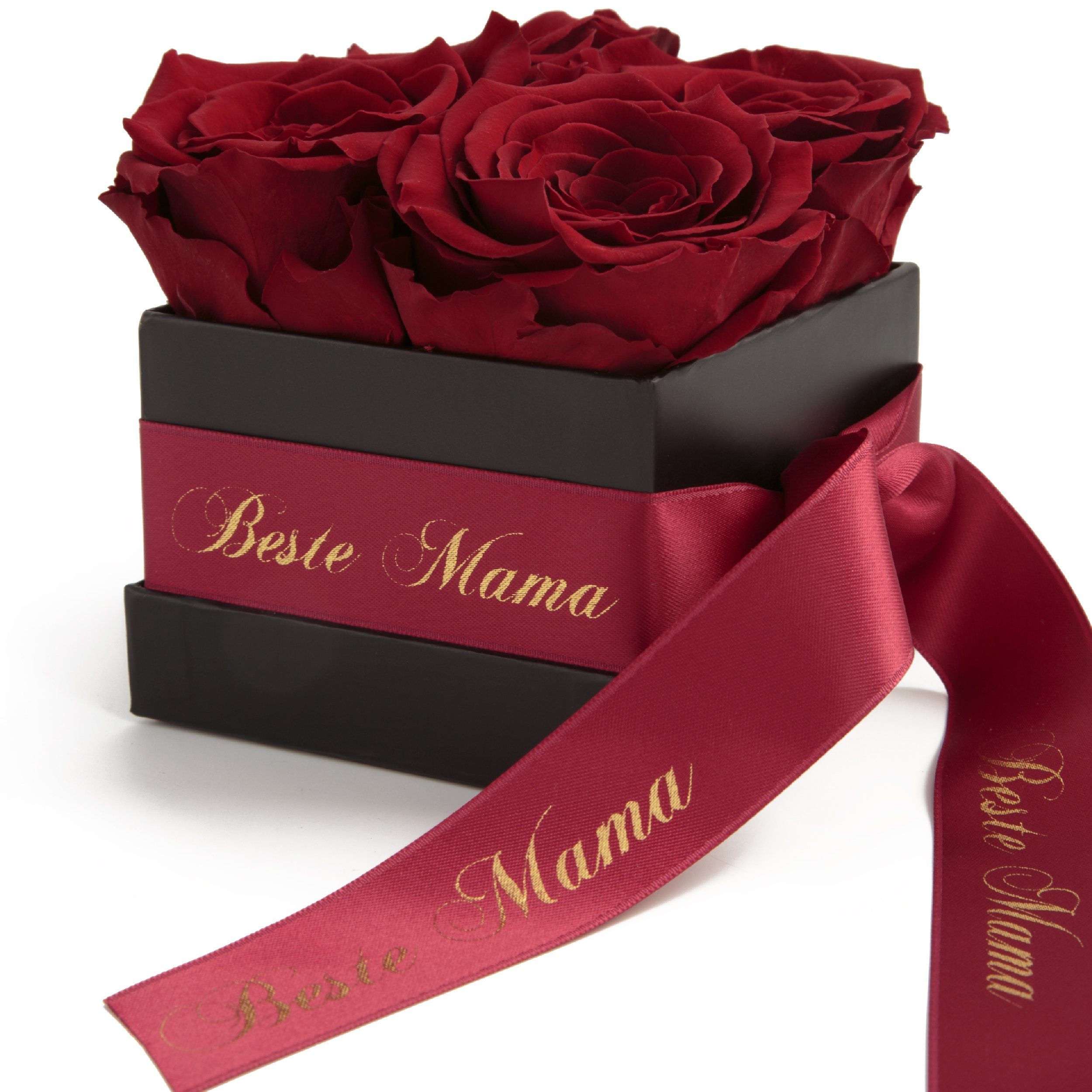 Kunstblume Beste Mama Rosenbox Infinity Rosen mit Duft echte konservierte Blumen Rose, ROSEMARIE SCHULZ Heidelberg, Höhe 8.5 cm, haltbar bis zu 3 Jahre, Made in Germany