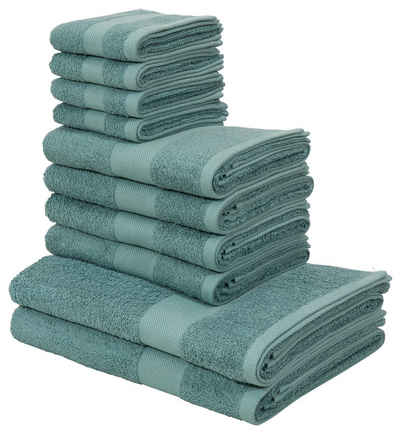 my home Handtuch Set Melli, Duschtücher, Handtücher, Gästetücher, Walkfrottee (Set, 10-St), Handtuchset in dezenten Farben, 100% Baumwoll-Handtücher