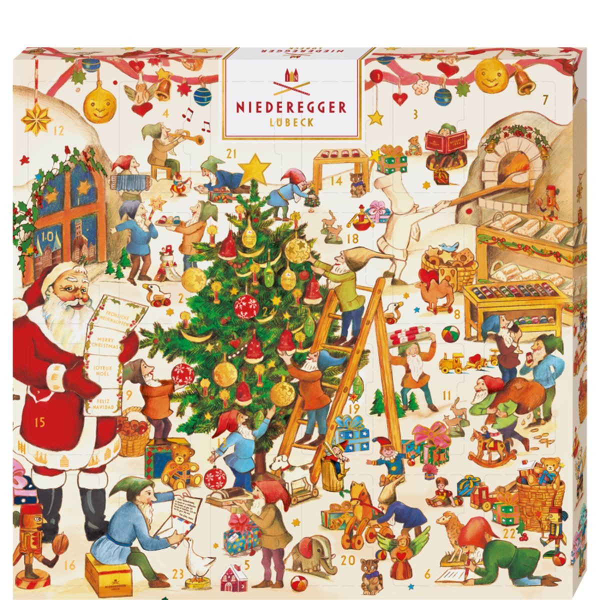 Niederegger Lebensmittel-Adventskalender Niederegger Adventskalender Mini Wichtelwerkstatt 168 g – Marzipan, 24 Kalendertürchen