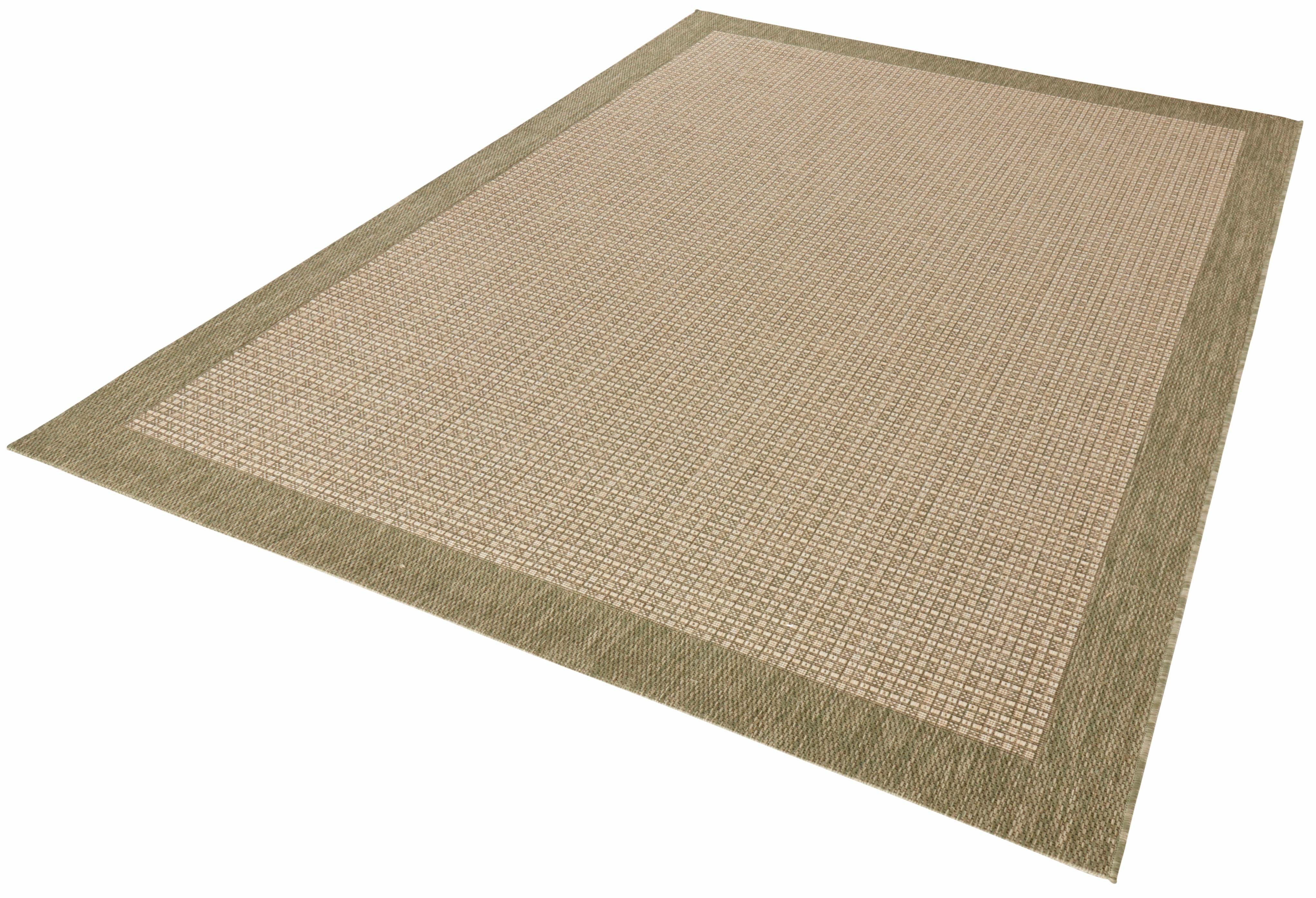 Design Teppich Flachgewebe Simple Bordüre Sisal-Look Sisaloptik Grau 