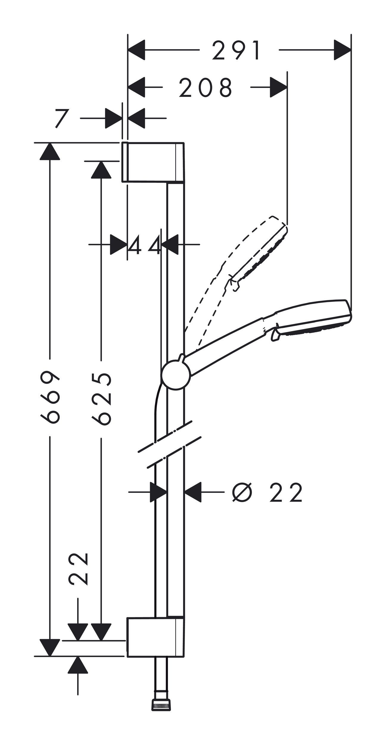 / cm, Höhe Brauseset 66.9 65 Chrom hansgrohe 100, Strahlart(en), Stangenbrause-Set cm Vario Brausestange mit 4 Crometta Weiß