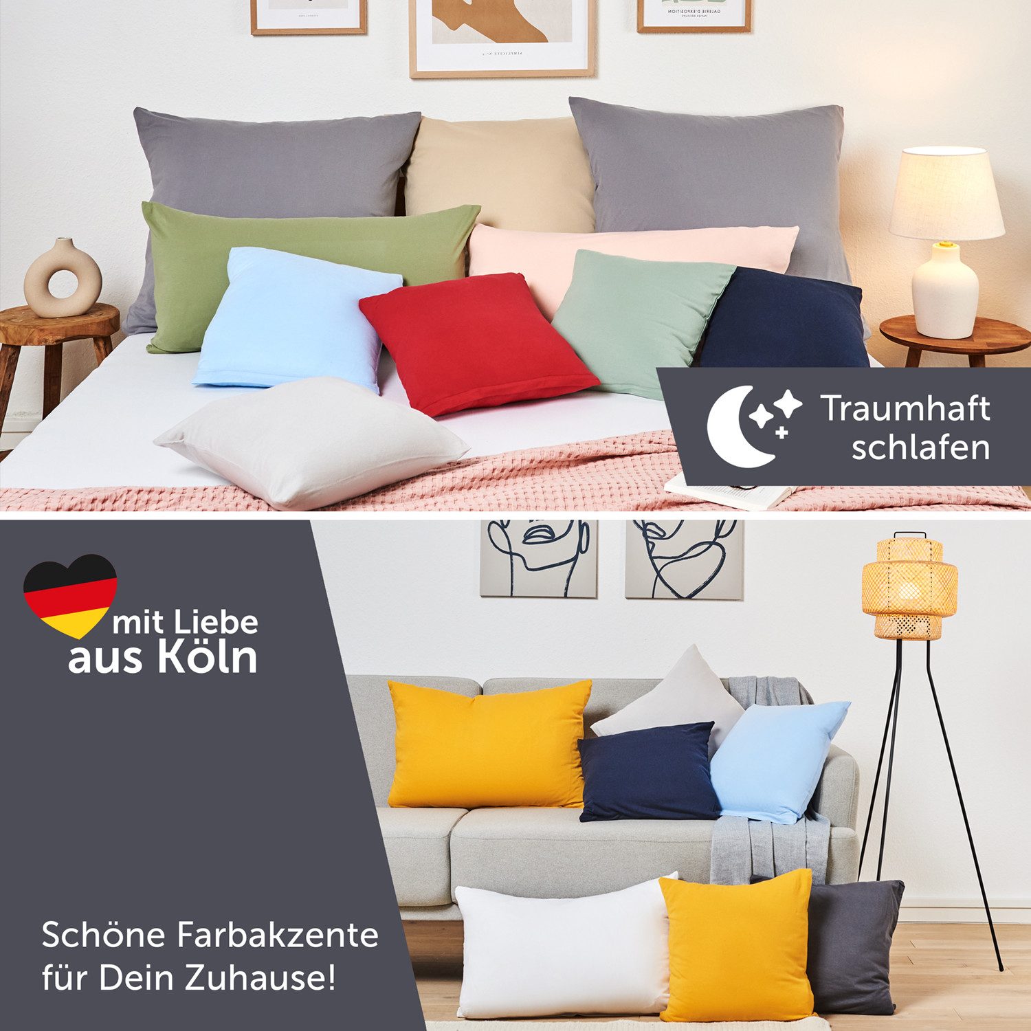 Blumtal Kissenbezug Premium Jersey 2er Set, Oeko-Tex Zertifiziert, (2 Stück), 100% Baumwolle – Bild 4 von 5