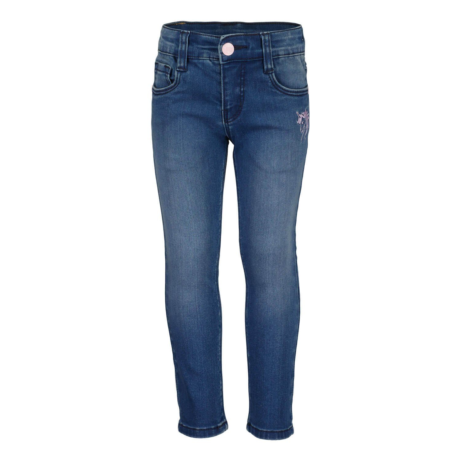 - Kinder Mädchen Blue Stickerei 5-Pocket-Stil Jeanshose Jog-Jeans mit Seven 5-Pocket-Hose