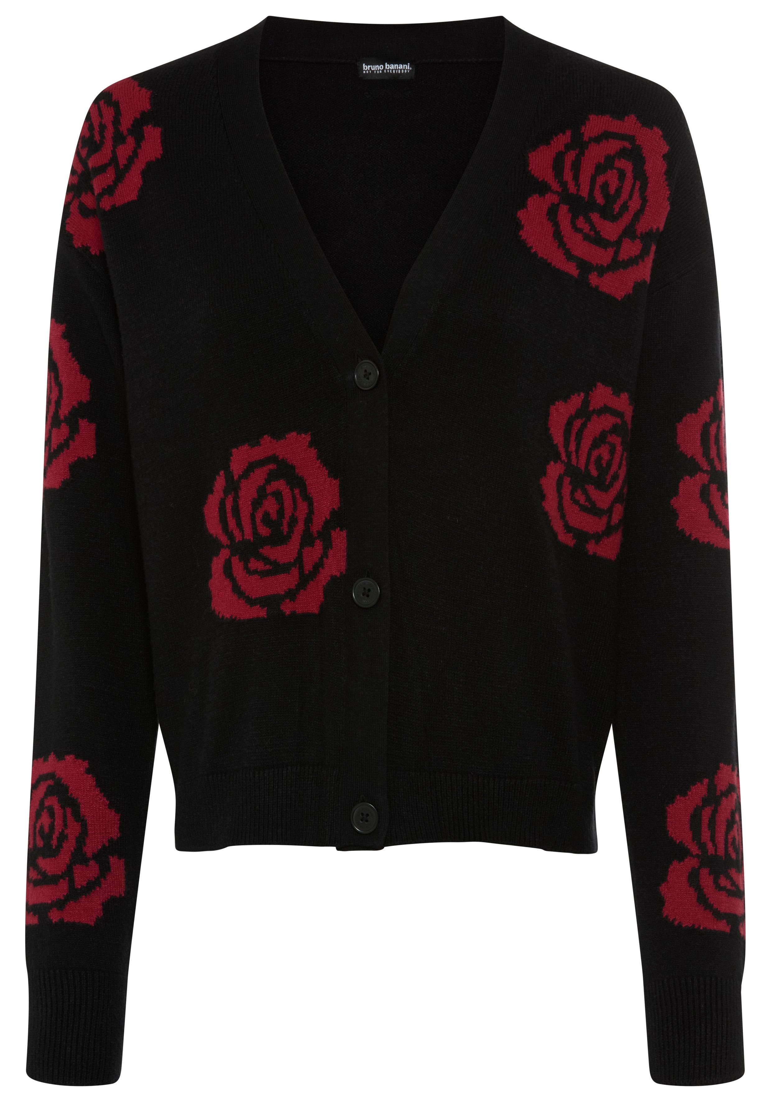 Bruno Banani Cardigan aus Jacquard-Strick mit Muster, kurze Form, mit V-Ausschnitt, lässig geschnittene Passform – Bild 5 von 5
