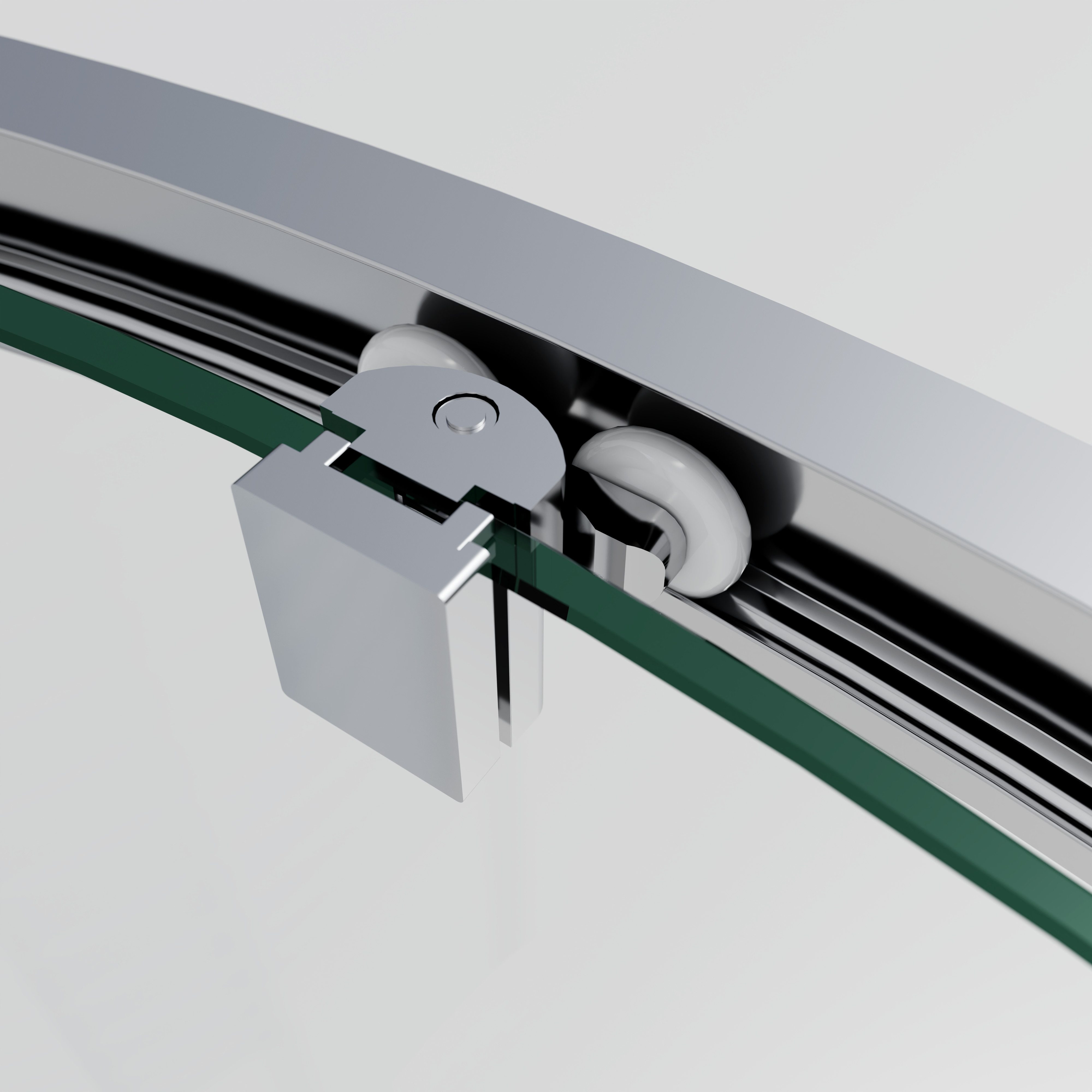 welltime Runddusche New Trento mit Streifendekor, BxT: 90x90 cm, Einscheibensicherheitsglas, Extrahohe 195cm, 6mm ESG, verbessertes Rollensystem, Streifendekor – Bild 5 von 5