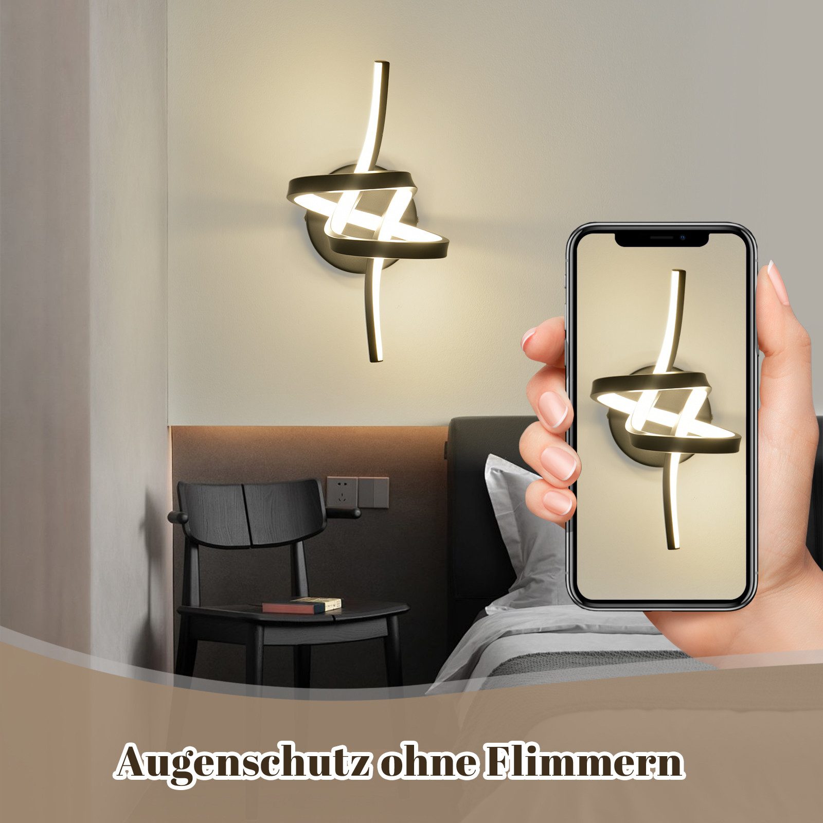 Glitzerlife Wandlampe Led Wandleuchte Innen Weiß - Wand Lampe Für Treppenhaus Flur Wohnzimmer Schlafzimmer Badezimmer 7W Modernes Design Wandleuchten Warmweiß 3000K_voghion.com
