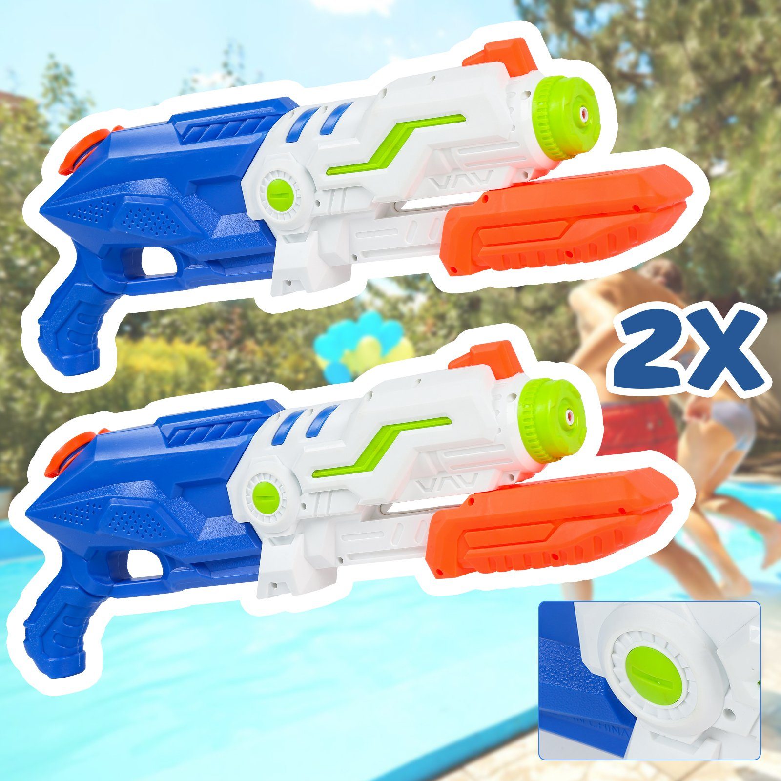 Clanmacy Wasserpistole 2x Wasserpistole Gewehr Spielzeug Wasserspritzpistole Wasserspielzeug
