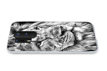 MuchoWow Handyhülle Porträt - Löwe - Schwarz und weiß, Phone Case, Handyhülle OnePlus 8 Pro, Silikon, Schutzhülle