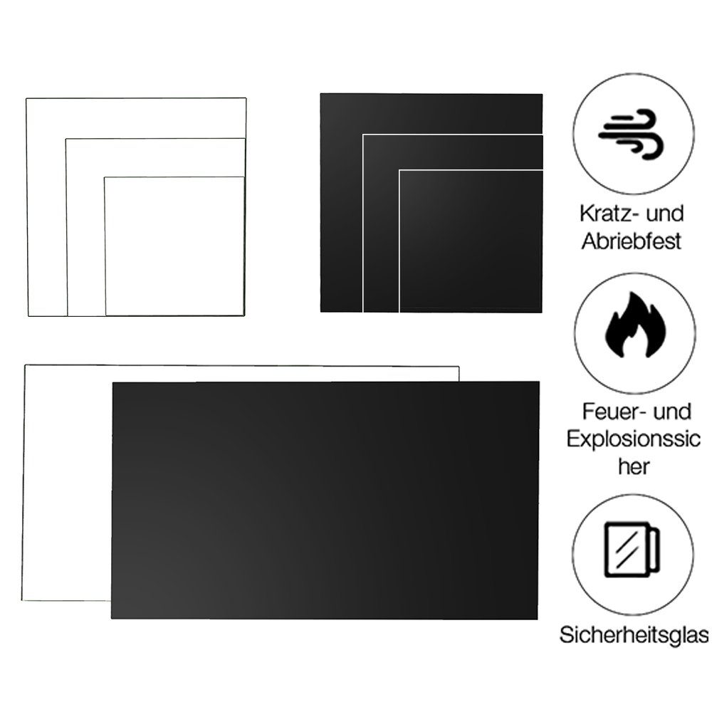 Kaminglas Tisch Bodenplatte Mucola Tischplatte Sicherheitsglas ESG Kaminplatte + Glas + Funkenschutz (Stück), Klarglas