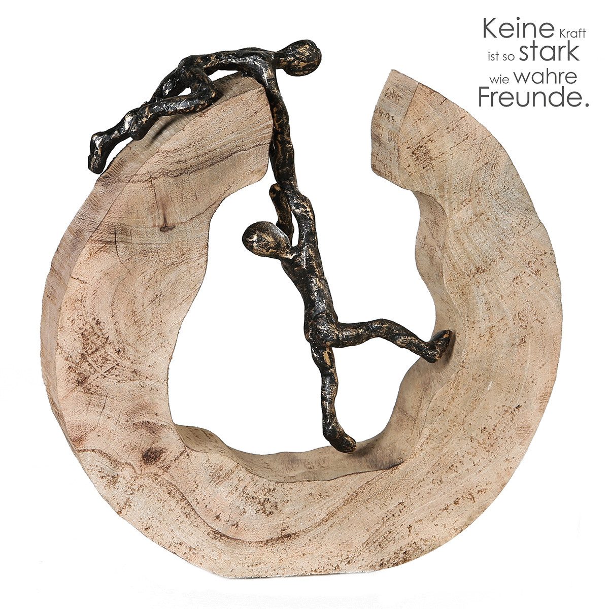 GILDE Dekoobjekt Teamwork 71804 Mangoholz Aluminium 30 cm Freundschaft Deko mit Spruch