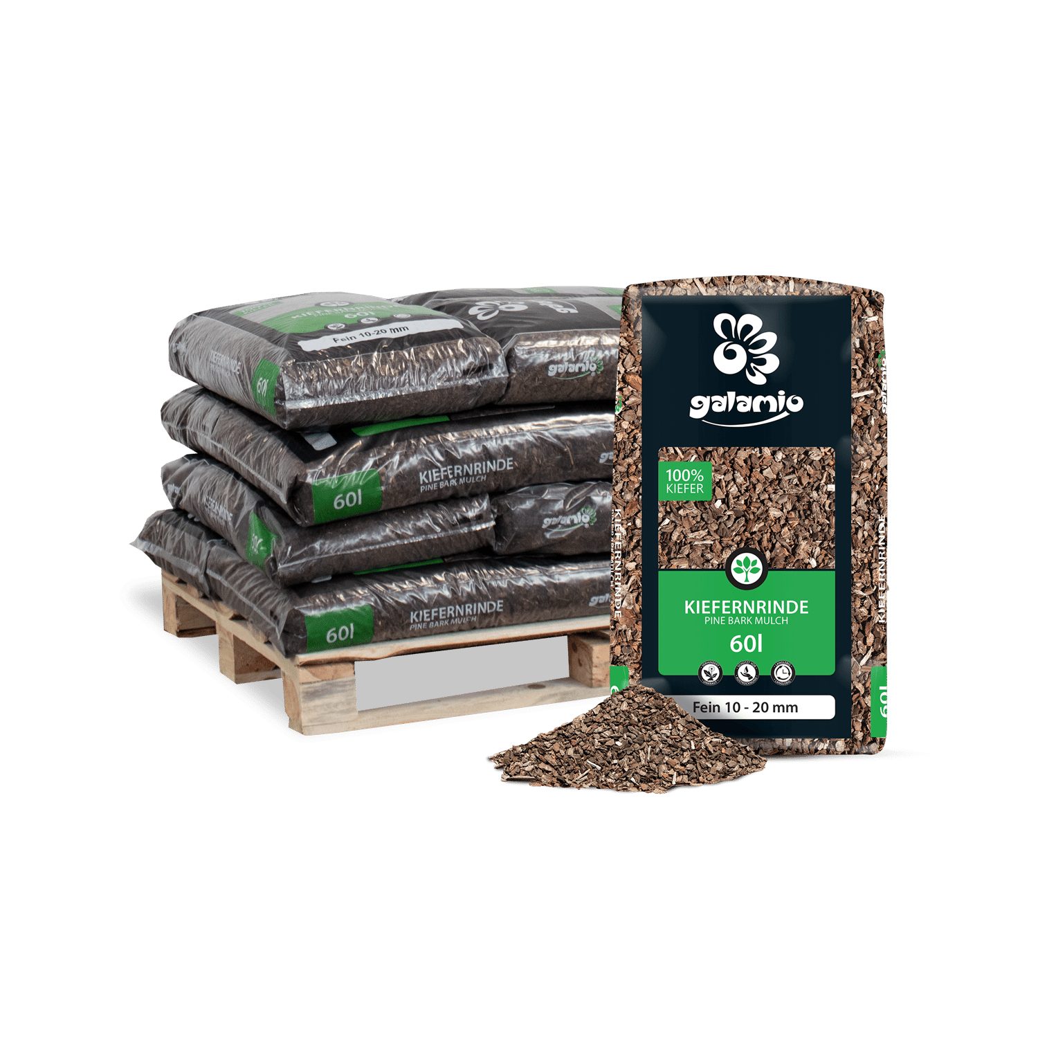 GALAMIO Rindenmulch Kiefer Fein, (Palette, 12-St)