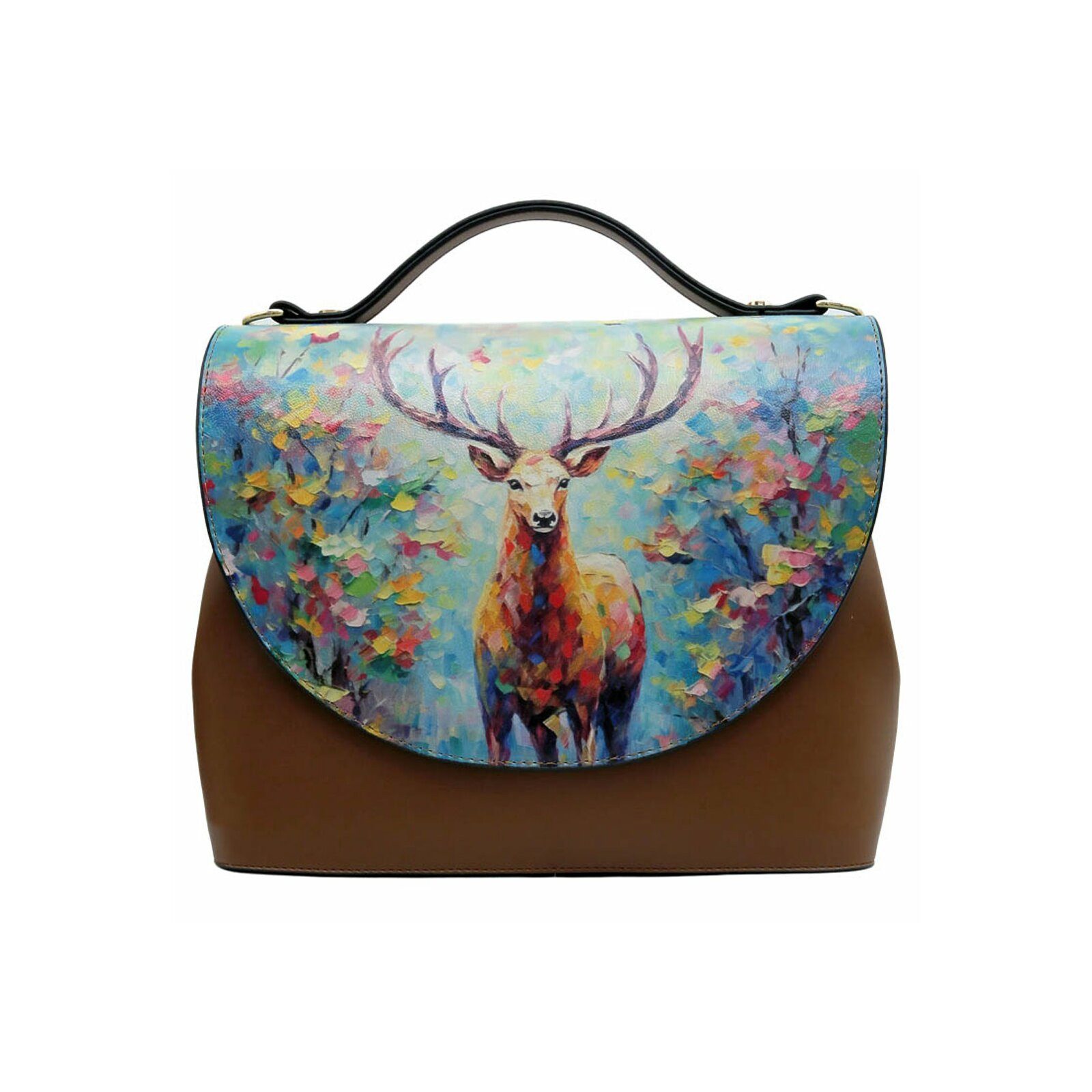DOGO Henkeltasche Handy Umhängetasche Deer Of Dreams Schultertasche, Handgefertigt