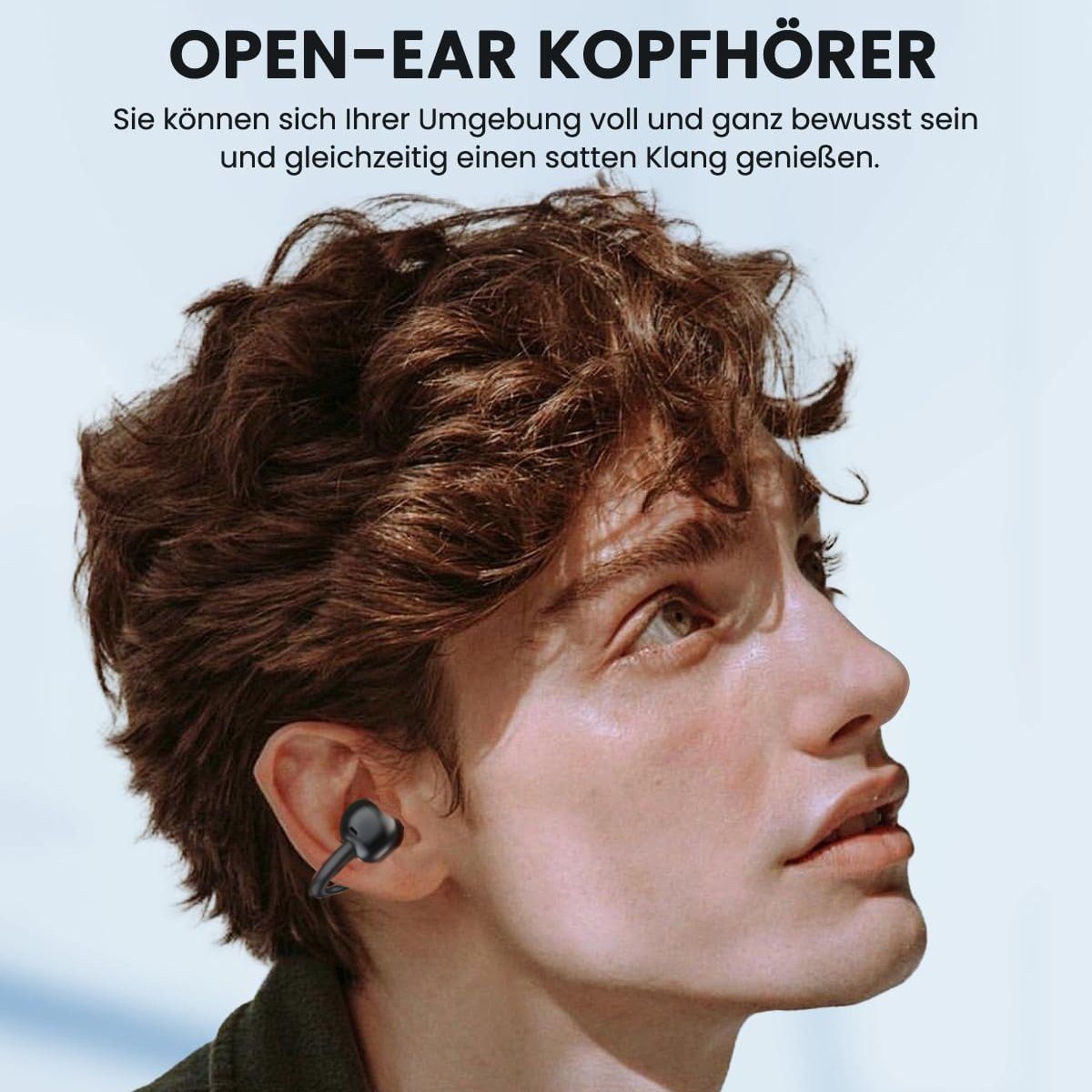 ibettertec Open Ear Kopfhörer, In Ear Ohrhörer, Bluetooth 5.4 Sport-Kopfhörer Open-Ear-Kopfhörer (Reduzierung des Anrufrauschens und Intelligente Bassoptimierung, Offenes Ohrclip-Design, HiFi Stereo, 60 Std Laufzeit, IPX4 Wasserdichte Kabellose Sport Bluetooth Kopfhörer, für Übung, Büro und Langzeitgebrauc)