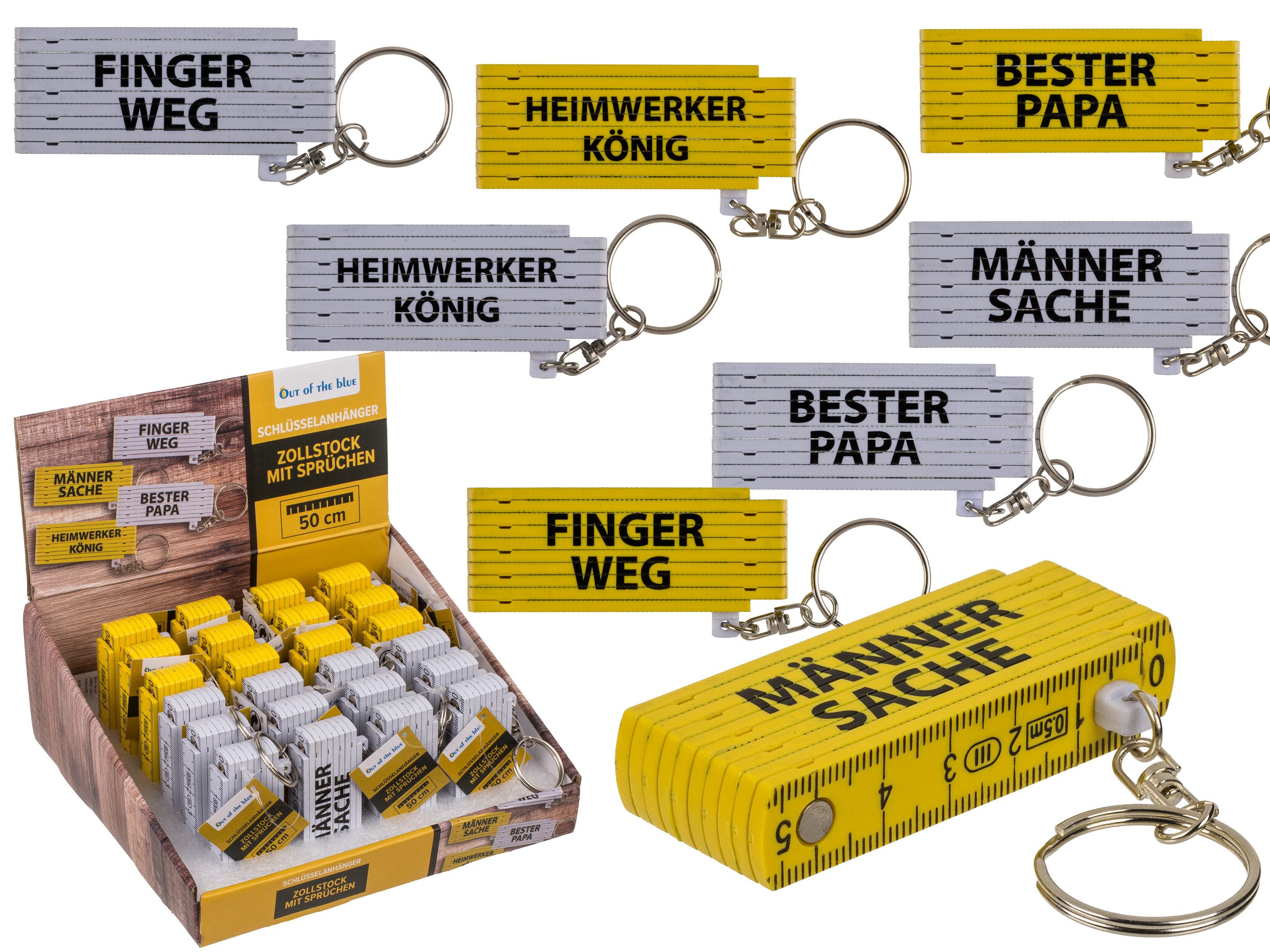 Out of the Blue Kostüm Metall Schlüsselanhänger Zollstock mit Sprüchen 2- günstig online kaufen
