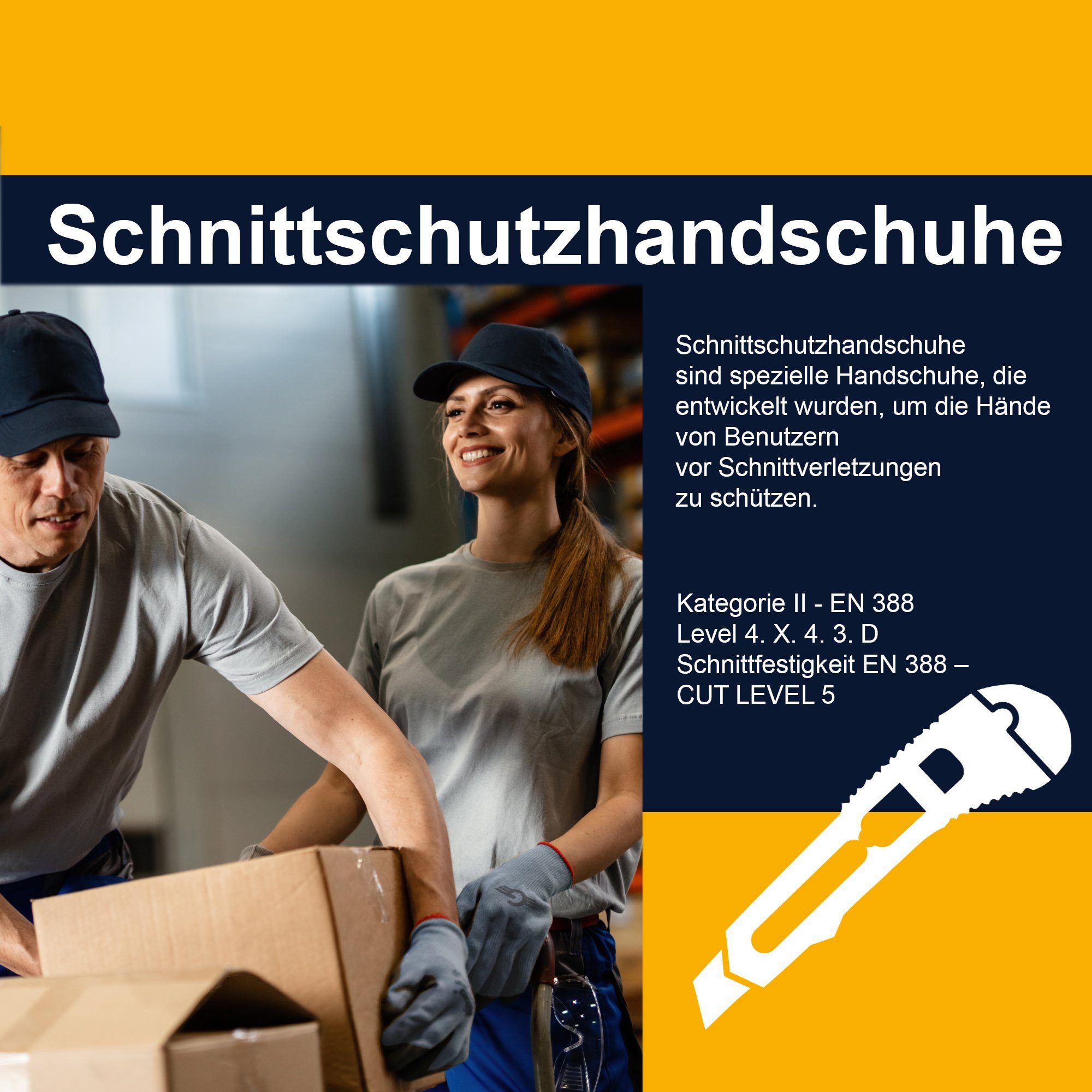 GUARD 5 Schnittschutzhandschuhe Nitril beschichteter Arbeitshandschuh mit Noppen (Art.11666G) (1-St) EN 388 – LEVEL 4